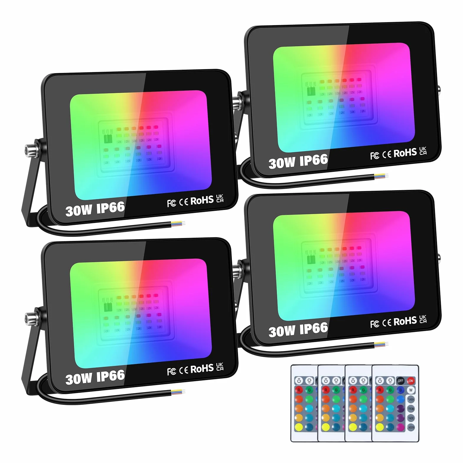 Projecteur LED RGB Exterieur 30W 16 Couleurs 4 Modes IP66 Jardin