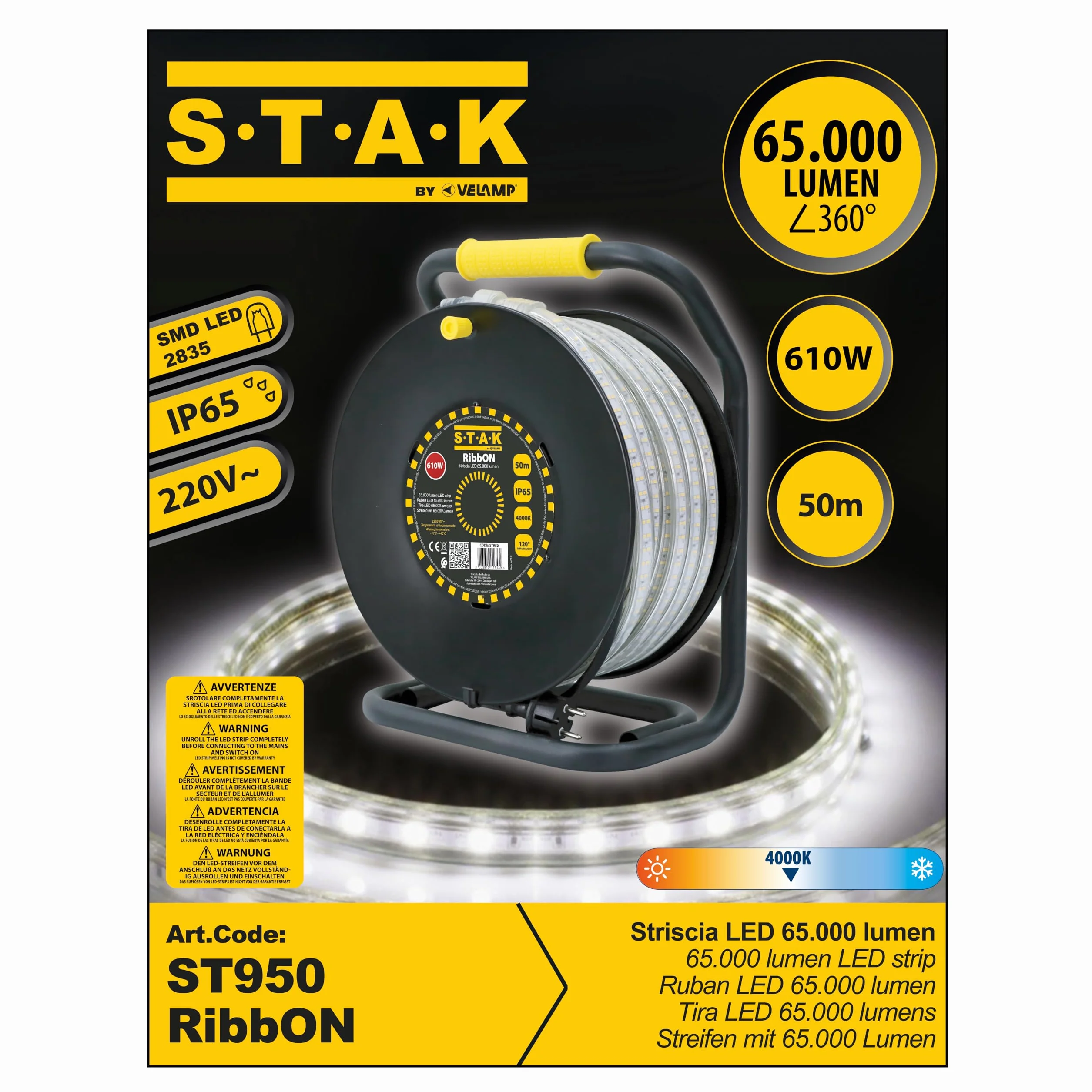 Velamp Ribbon 50m LED-Streifen IP65 65.000 Lumen Noir