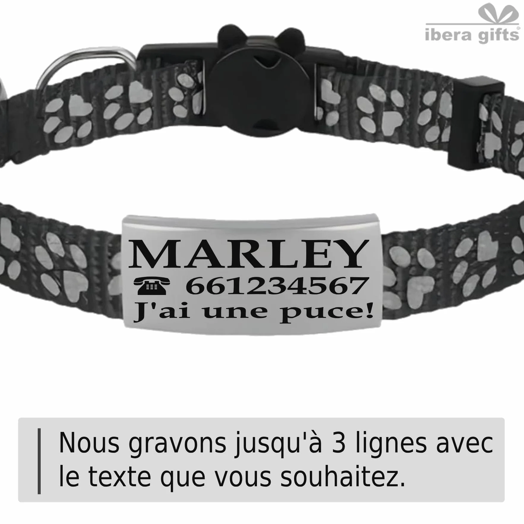 Collier Chat Personnalisé avec Gravure Rose