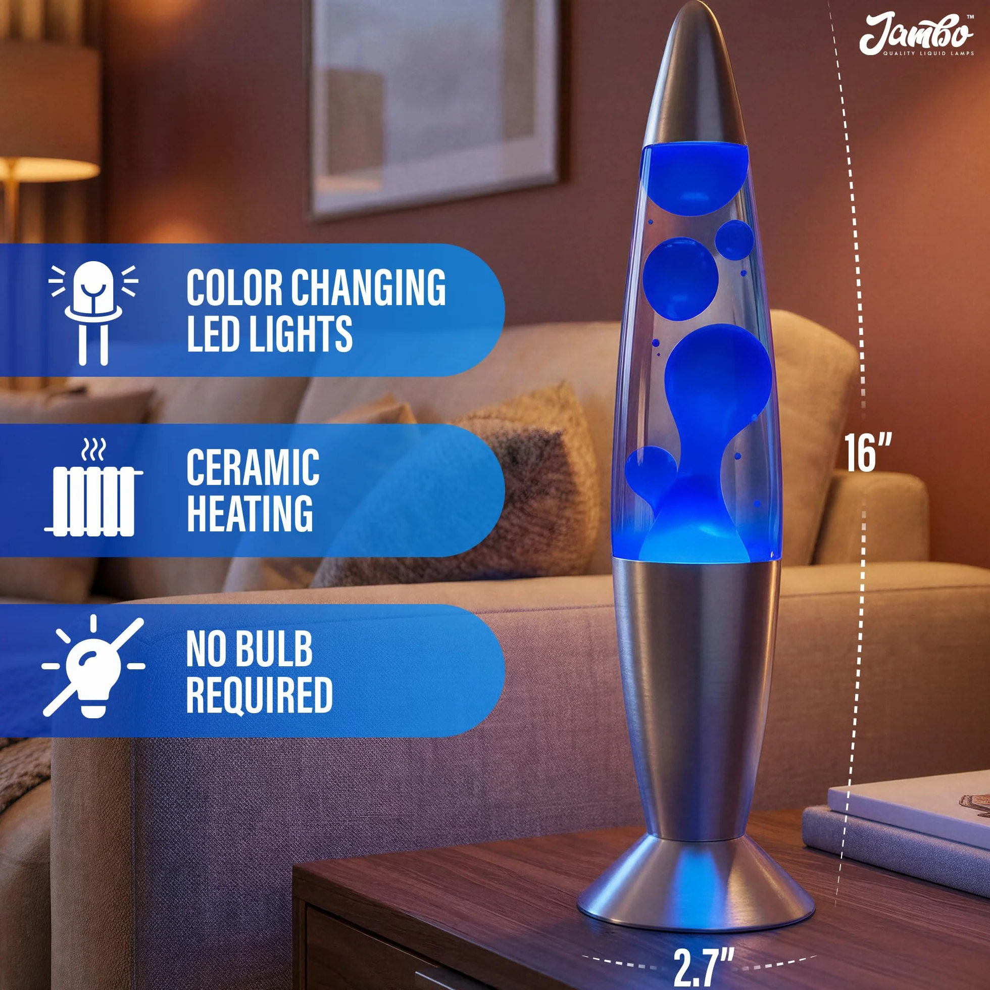 Jambo 17-Color Changing LED Motion Lamp 16" Night Light with Remote for Bedroom Living Room