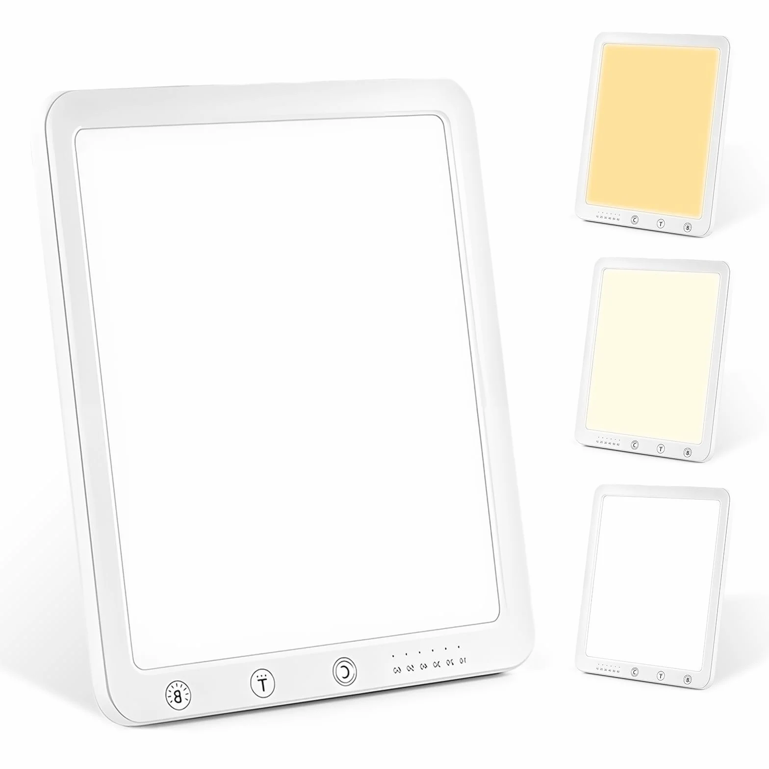 Lampe de Luminothérapie Sans UV, Lumière du Jour, 3 Températures de Couleur, 6 Minuterie, Puissante pour le Moral (Blanc)