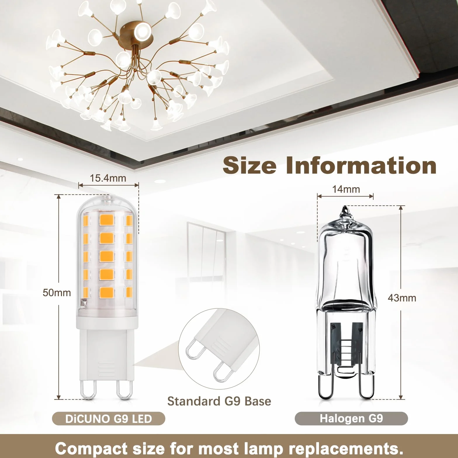 DiCUNO Ampoule LED G9 3W 2700K Blanc Chaud 410lm CRI 85 230V Non-Dimmable 6 Pièces