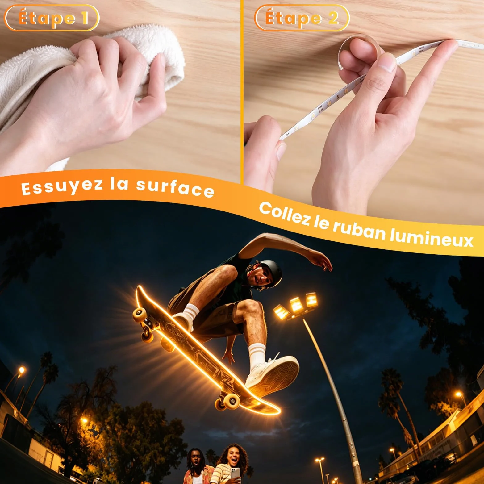 Bande LED à Piles 2M Ruban Lumineux Auto Adhésif Télécommande 24 Touches Dimmable
