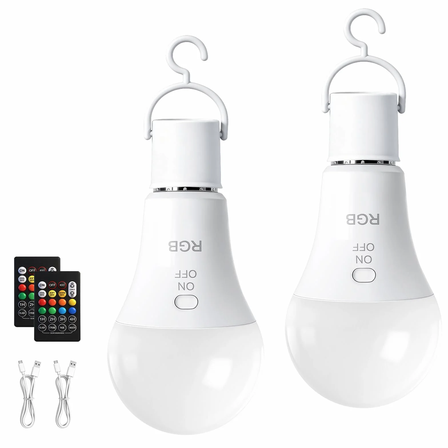 Ampoule Rechargeable E27 RGB avec Télécommande, Dimmable USB 7W, Lot de 2
