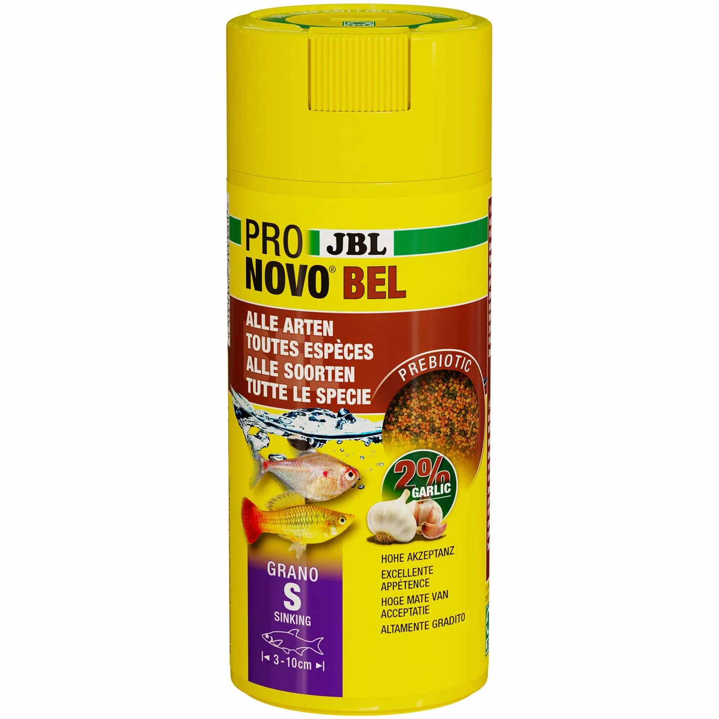 JBL PRONOVO BEL GRANO Aliment Base Poissons Aquarium 3-10 cm Granulés Doseur clic taille S 250 ml