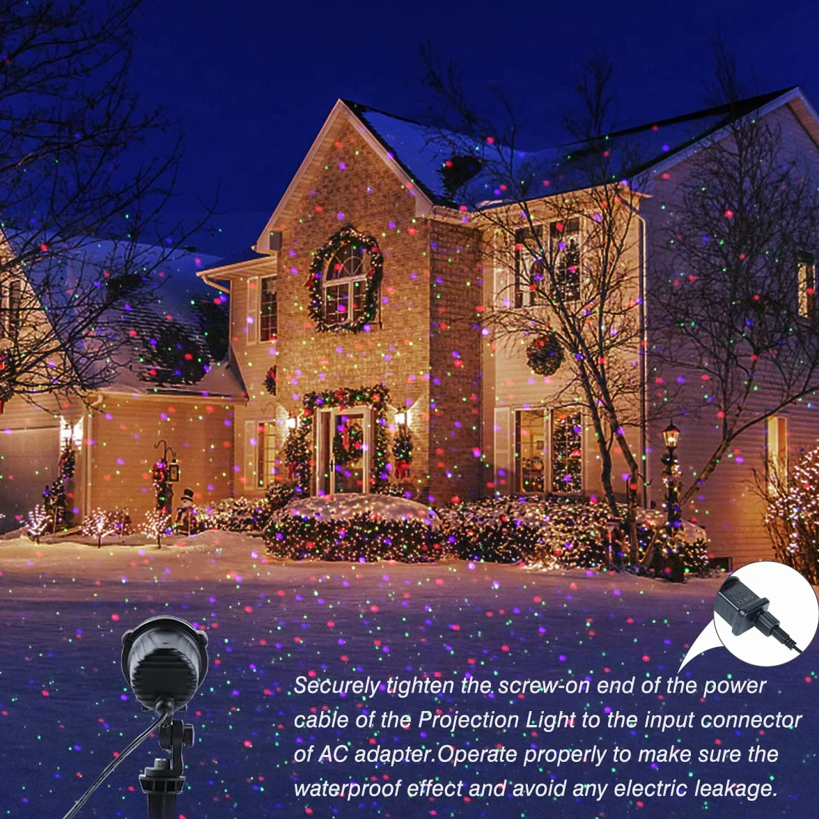 Lumières de Noël extérieures dynamiques rouges vertes bleues projection jardin décorations