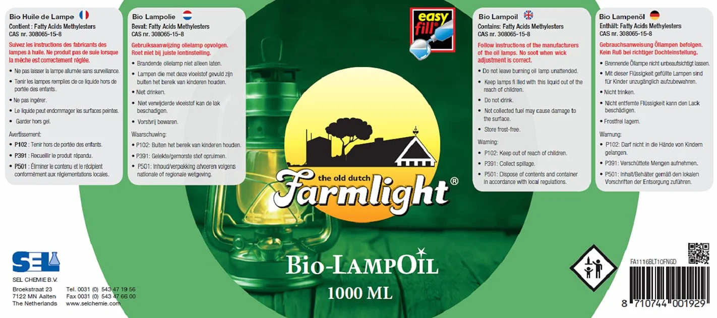 Huile biologique pour lampes, torches, cire liquide inodore anti-moustiques 12 L