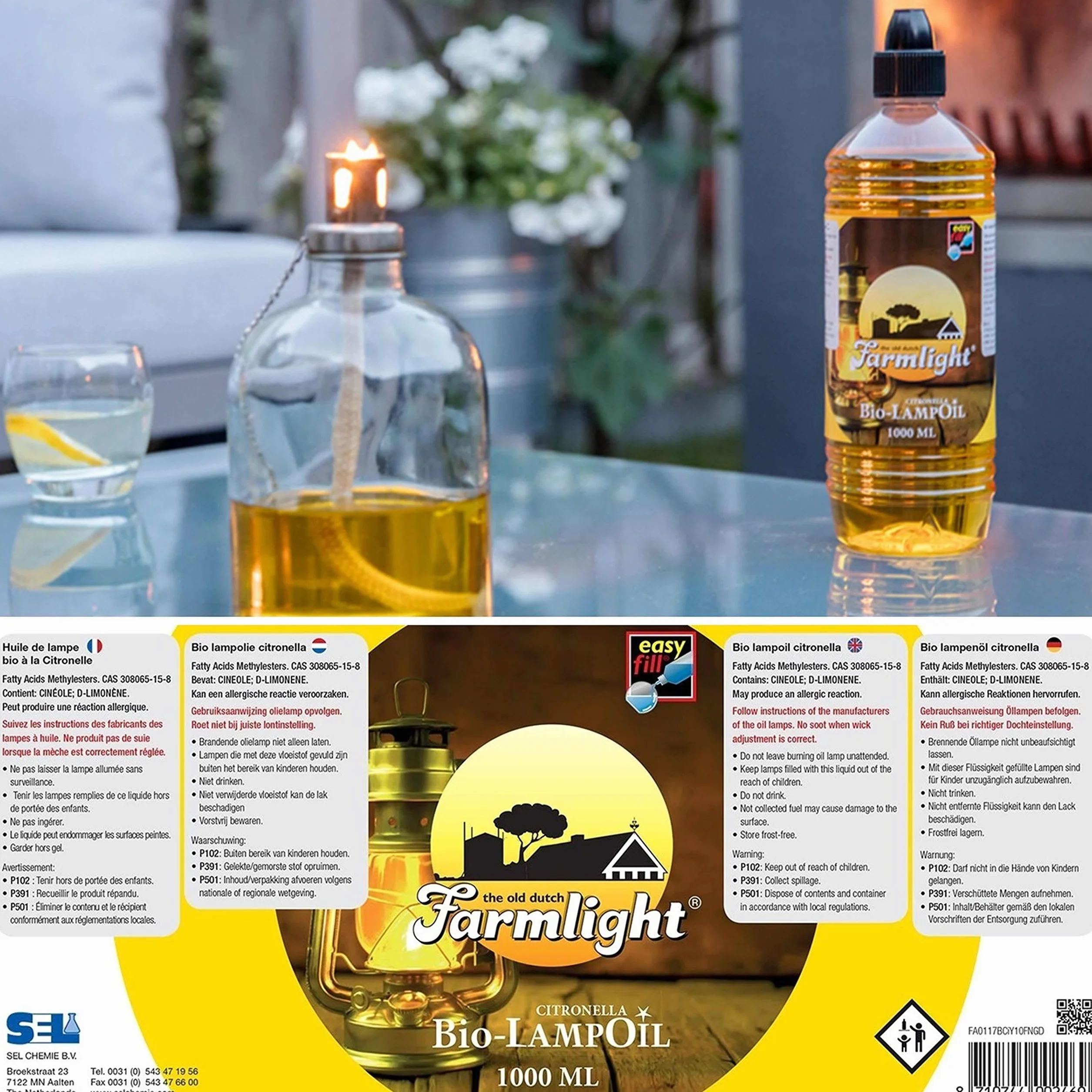 Huile de Lampe Bio Citronnelle 6x1L Naturel Sans Fumée Sans Odeur