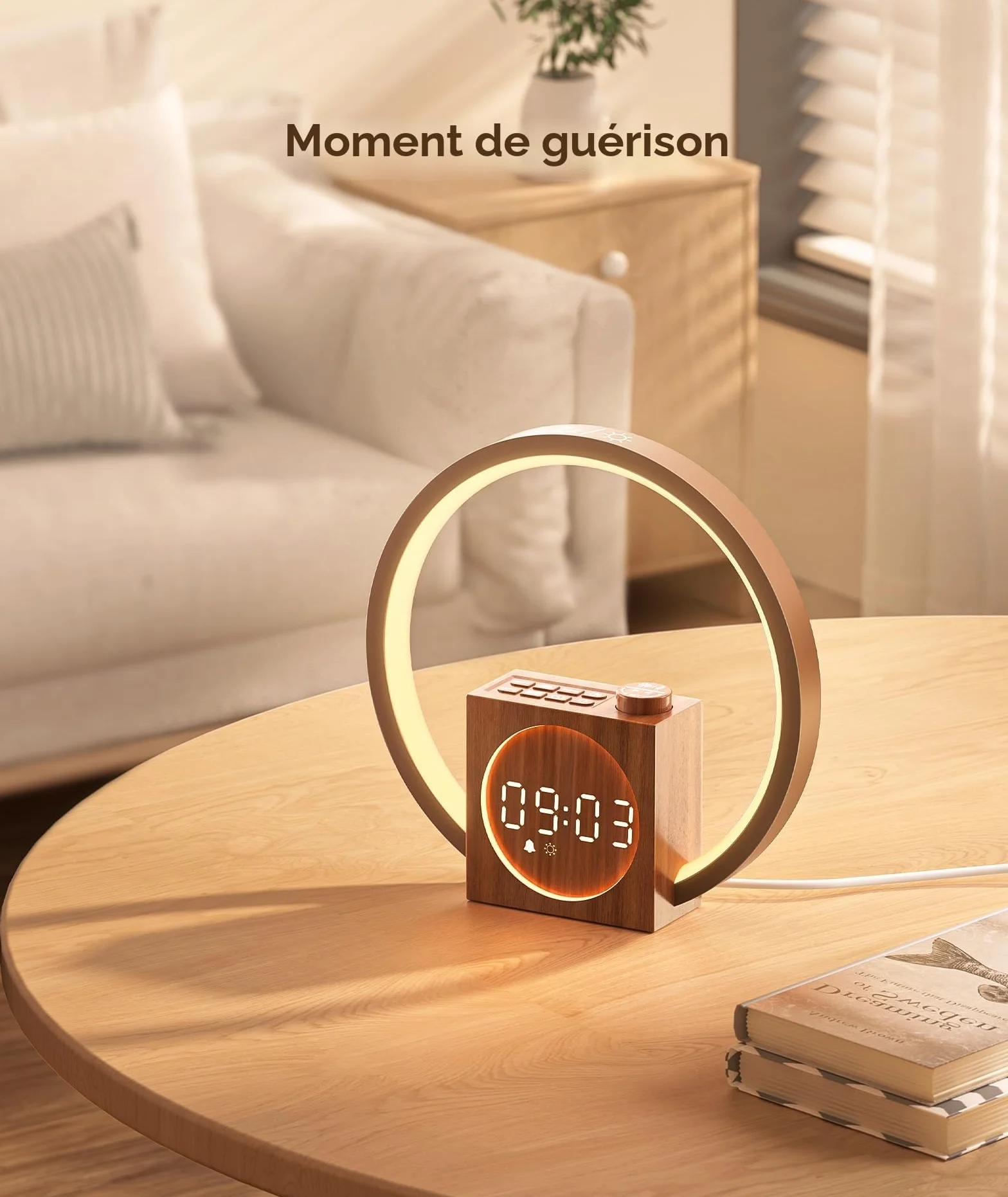 Dreamegg Lampe de Chevet Réveil Simulateur d'Aube Tactile Dimmable 20 Niveaux Luminosité 12 Modes Intensité Éclairage Charge USB 25 Sons Apaisants