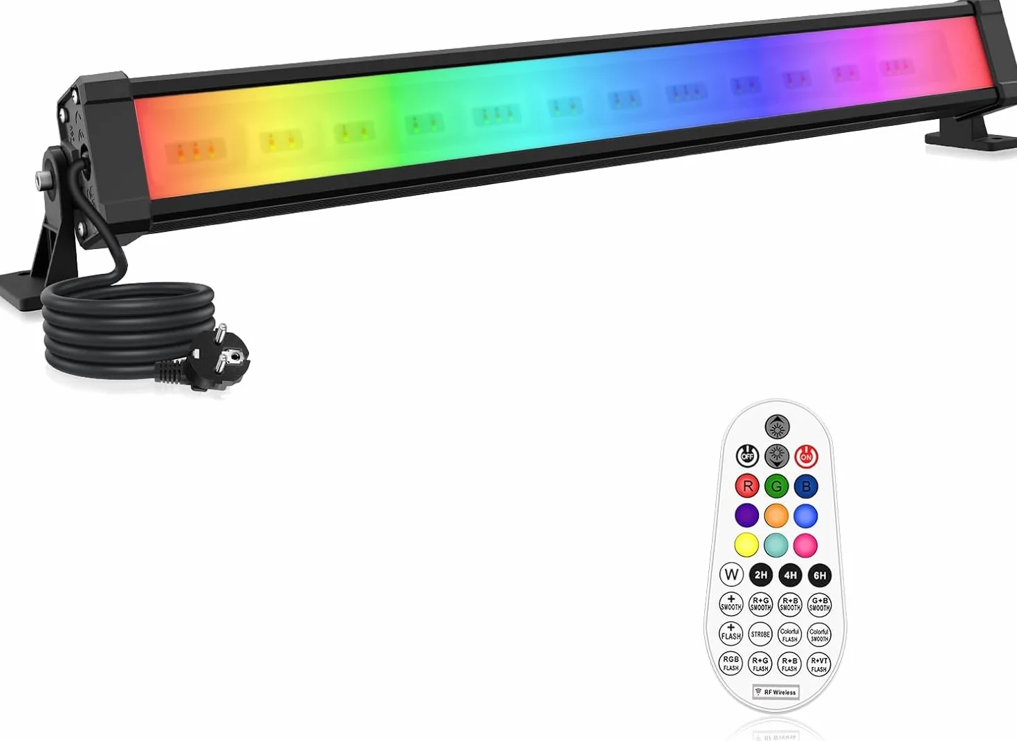 MEIHUA Projecteur LED RGB 42W Étanche IP66 Télécommande RF 360° 10 Couleurs 12 Modes