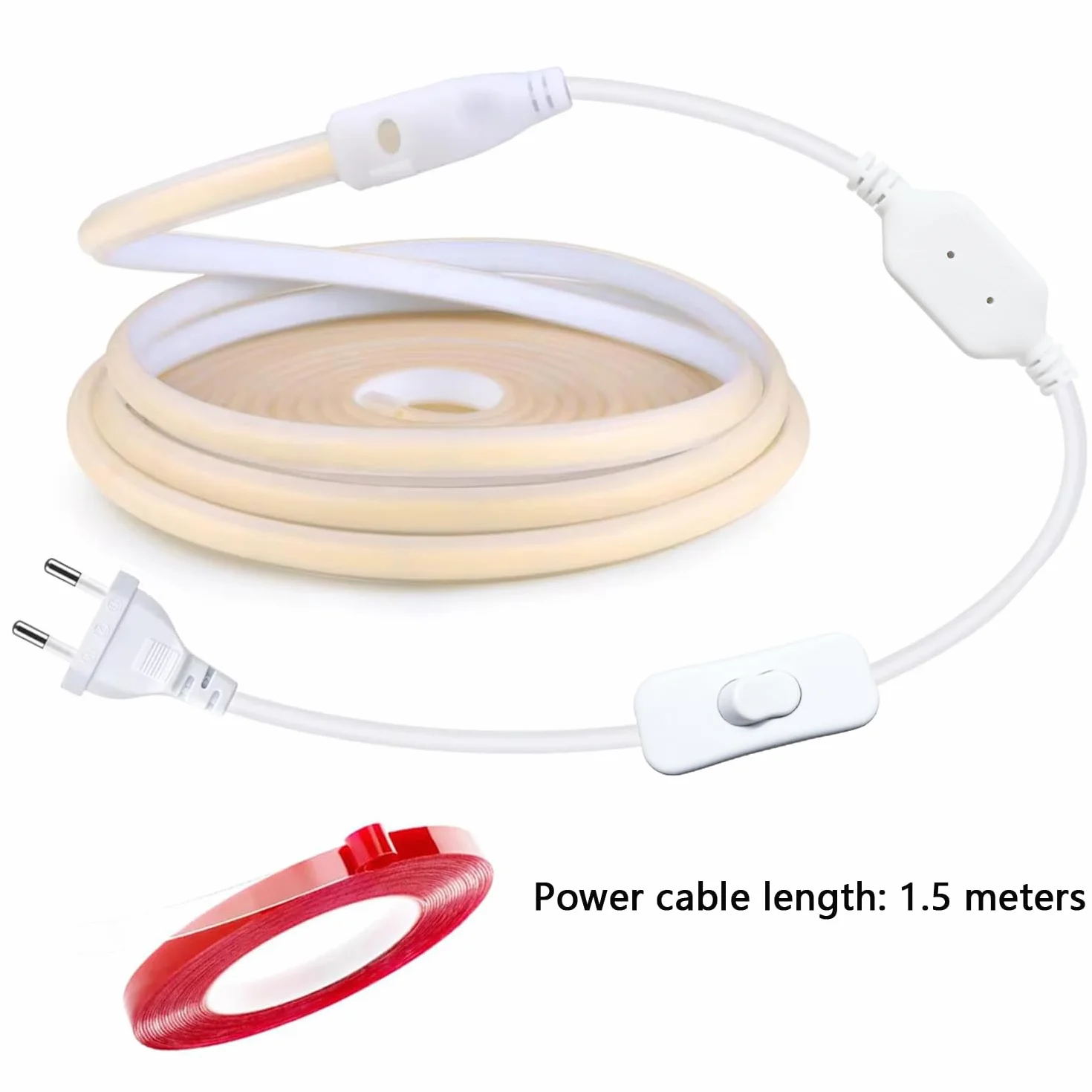 Ruban LED COB 220V 3M Bandeau LED Flexible IP65 Étanche 3000K Blanc Chaud