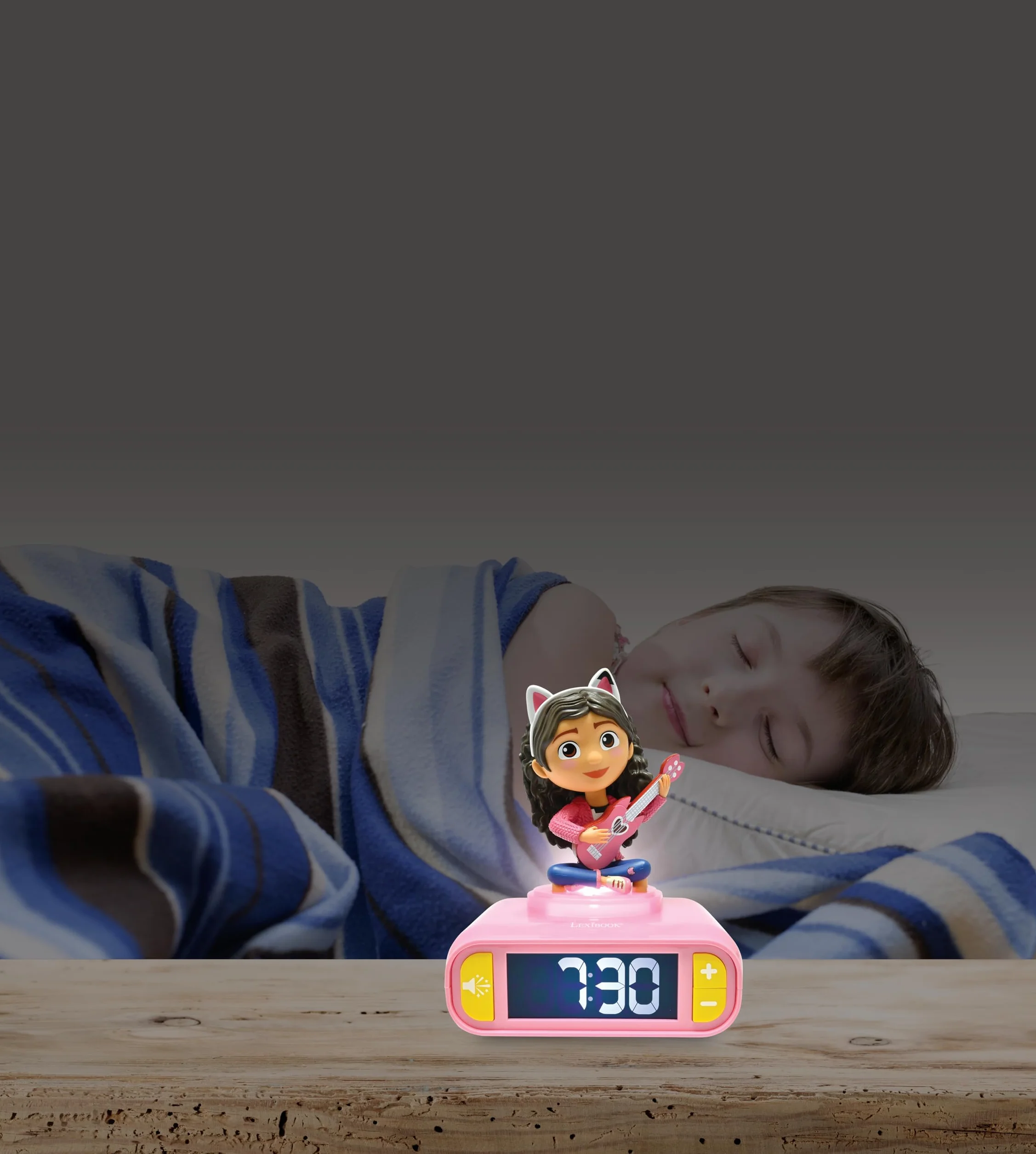 Lexibook Gabby et la Maison Magique Réveil veilleuse avec Sons et mélodies Ecran LCD rétro-éclairé Rose RL800GDH