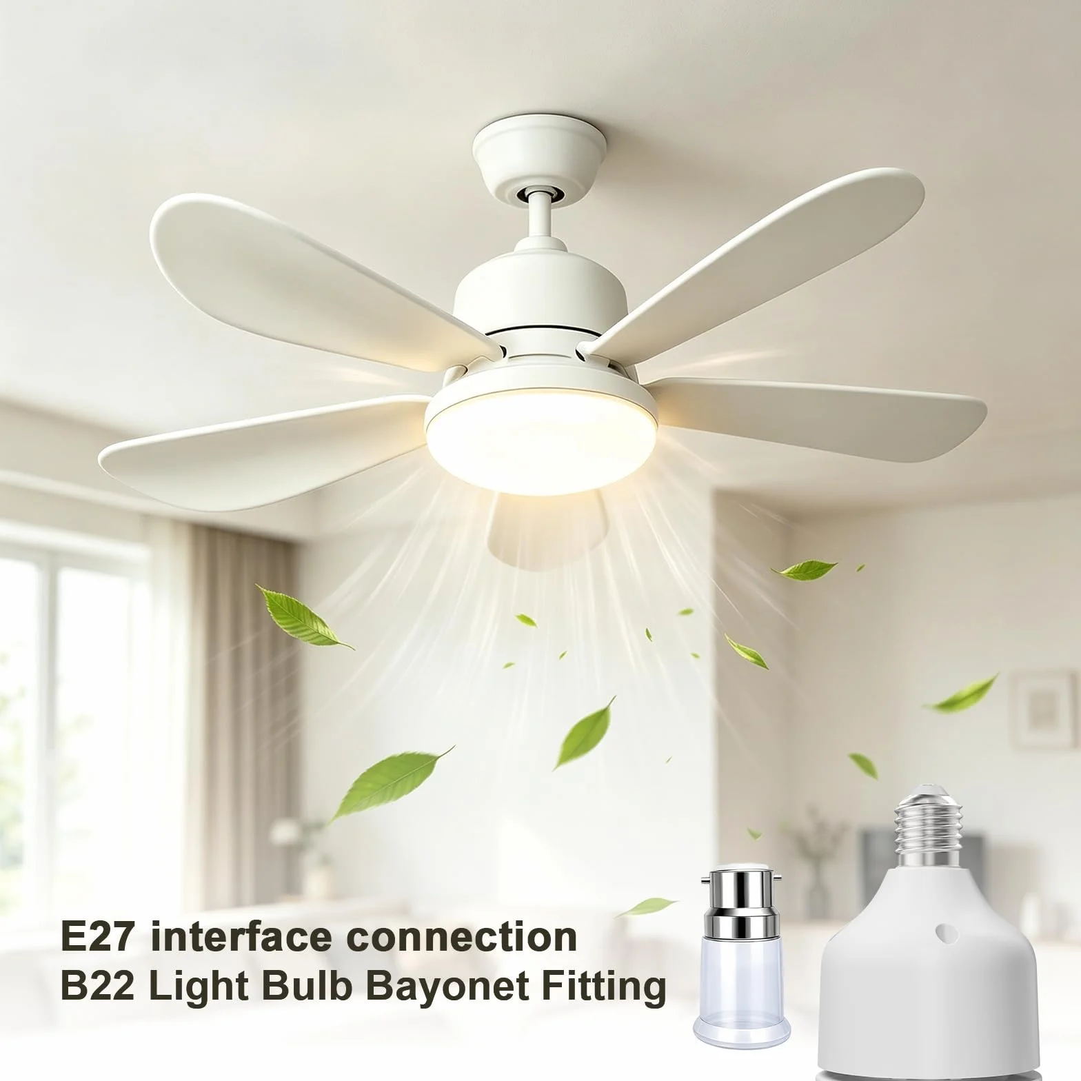 Ventilateur De Plafond Avec Lumiere Et Telecommande, Lampe De Plafond Avec Ventilateur Silencieux 52cm 3 Vitesses 3 Modes Eclairage