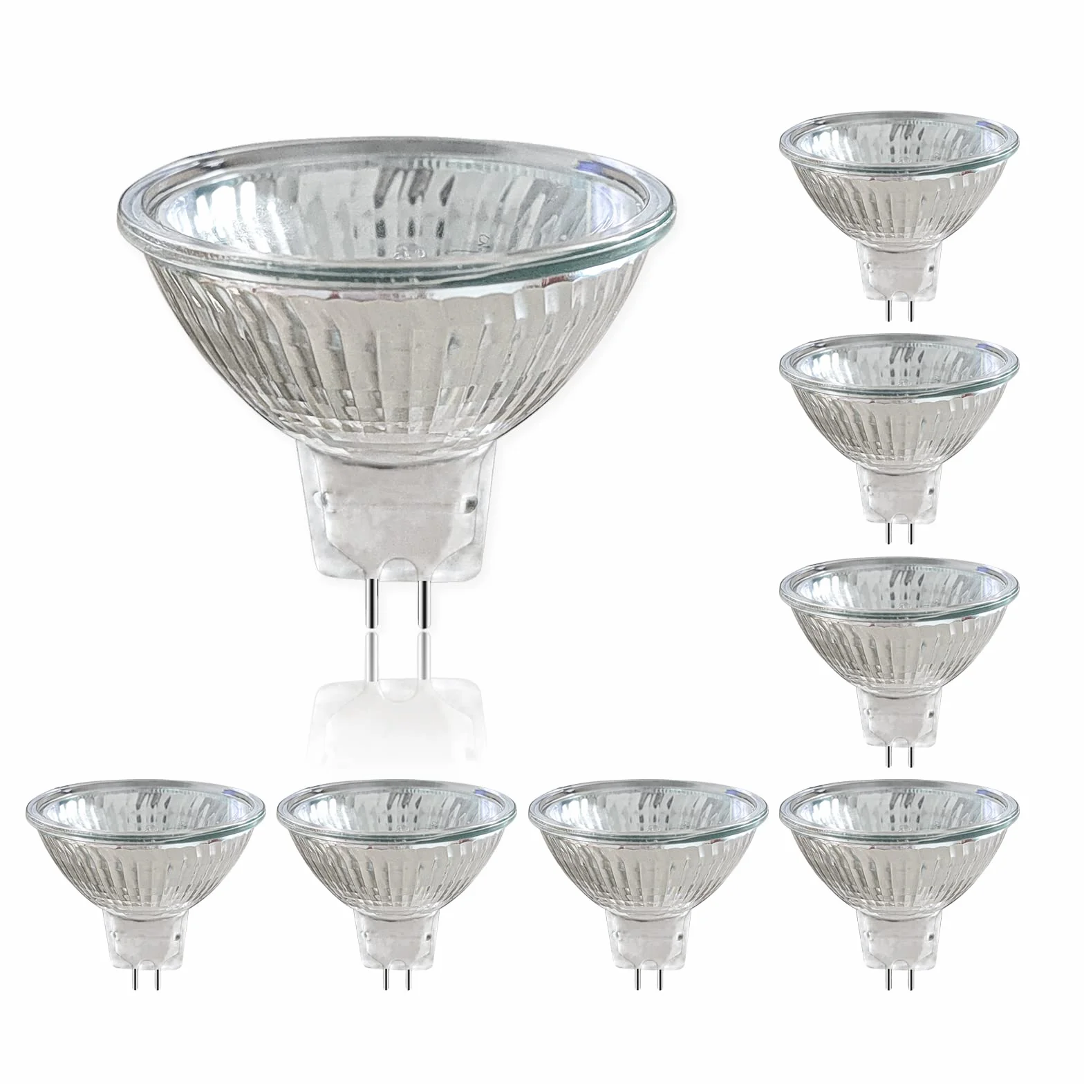 Pack de 8 Ampoules Halogènes GU5.3 12V 50W MR16 Dimmable 660LM 2700K