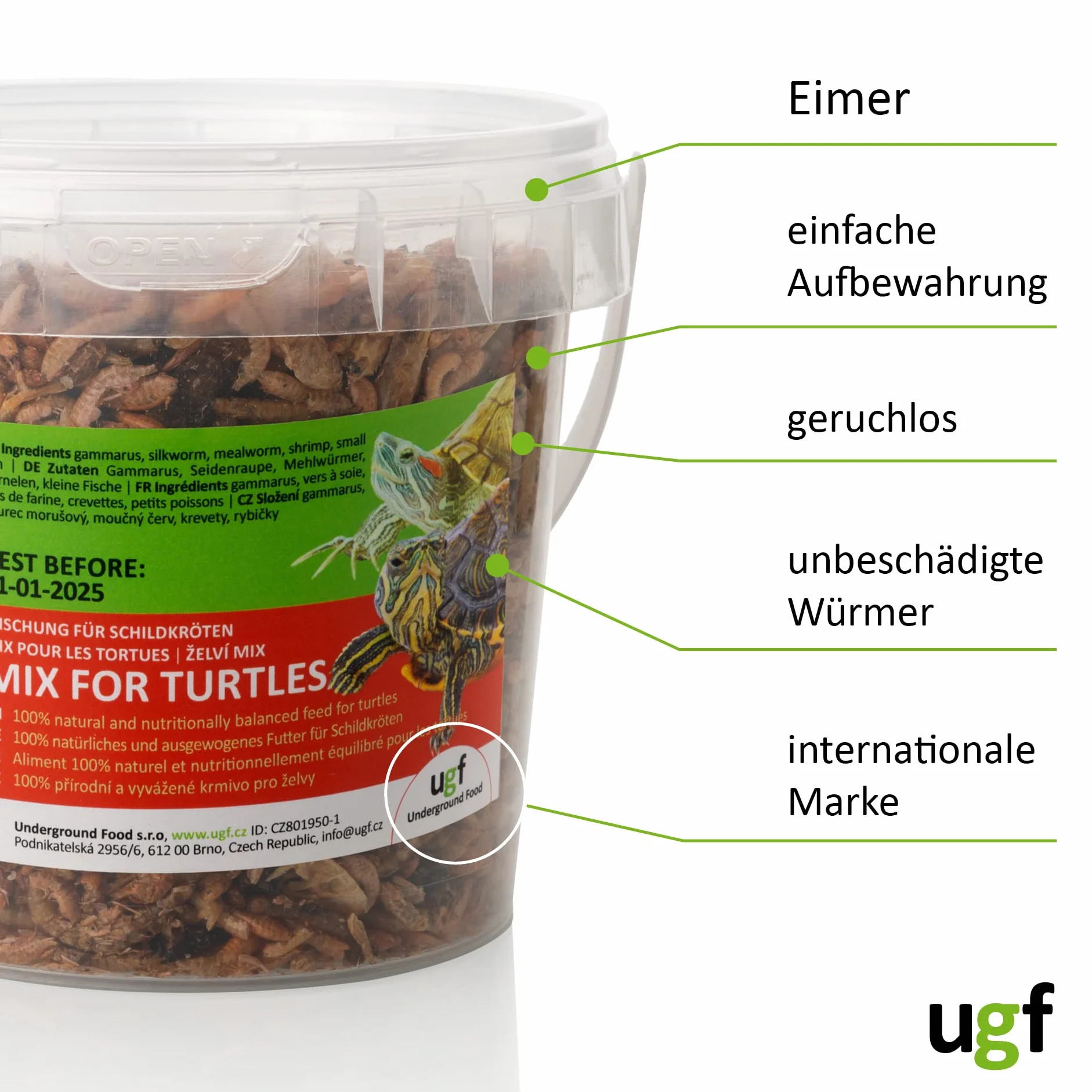 UGF Mélange Alimentaire Universel pour Tortues 90 g Pot 500 ML