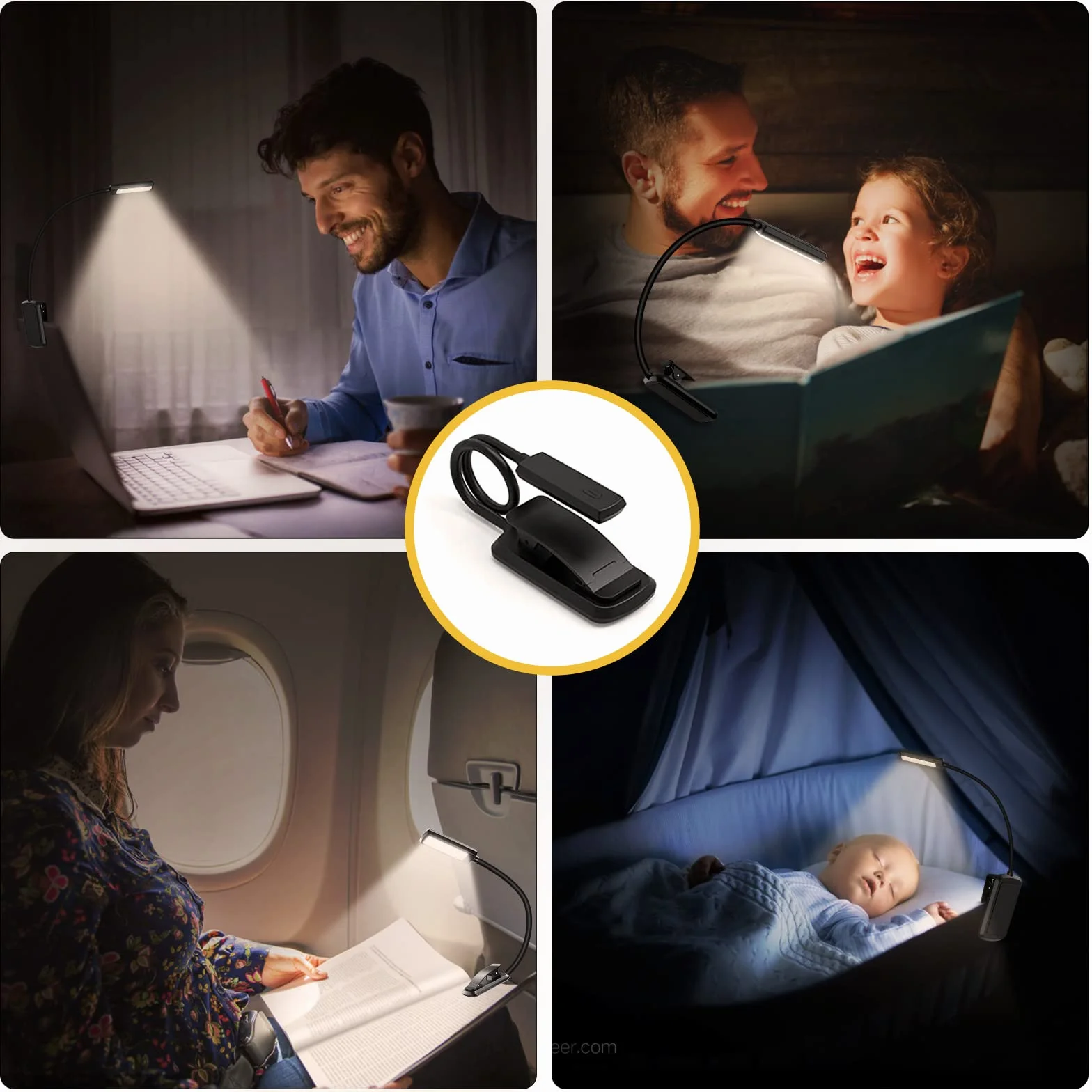 TEAMPD Lampe de Lecture LED Rechargeable, 10 LEDs, 360° Cou Flexible, 3 Couleurs & Intensité Variable, Mini Veilleuse