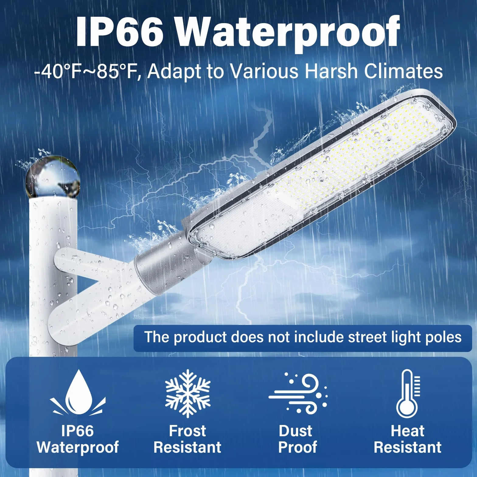 SKYWORLD Led Réverbère Lampe Extérieur 200W 13892 Lumens IP66 Blanc Chaud