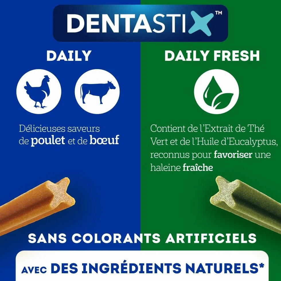 Pedigree DENTASTIX 56 Bâtonnets à Mâcher pour Grand Chiens 25kg+, 8 Sachets de 7, Saveur Poulet et Bœuf