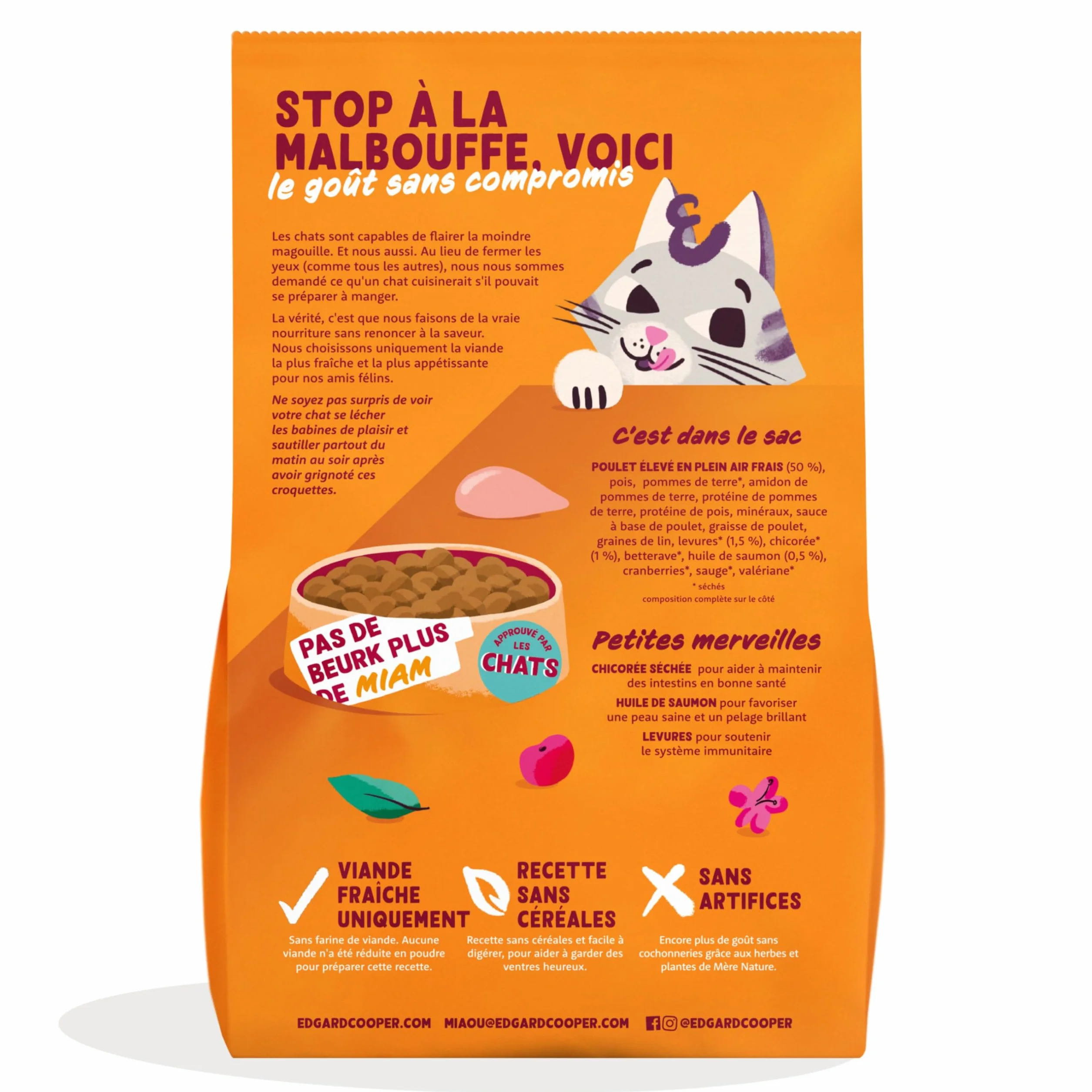 Edgard Cooper Croquettes pour Chat Stérilisé Adulte Poulet 2kg Sans céréales Riche en protéines