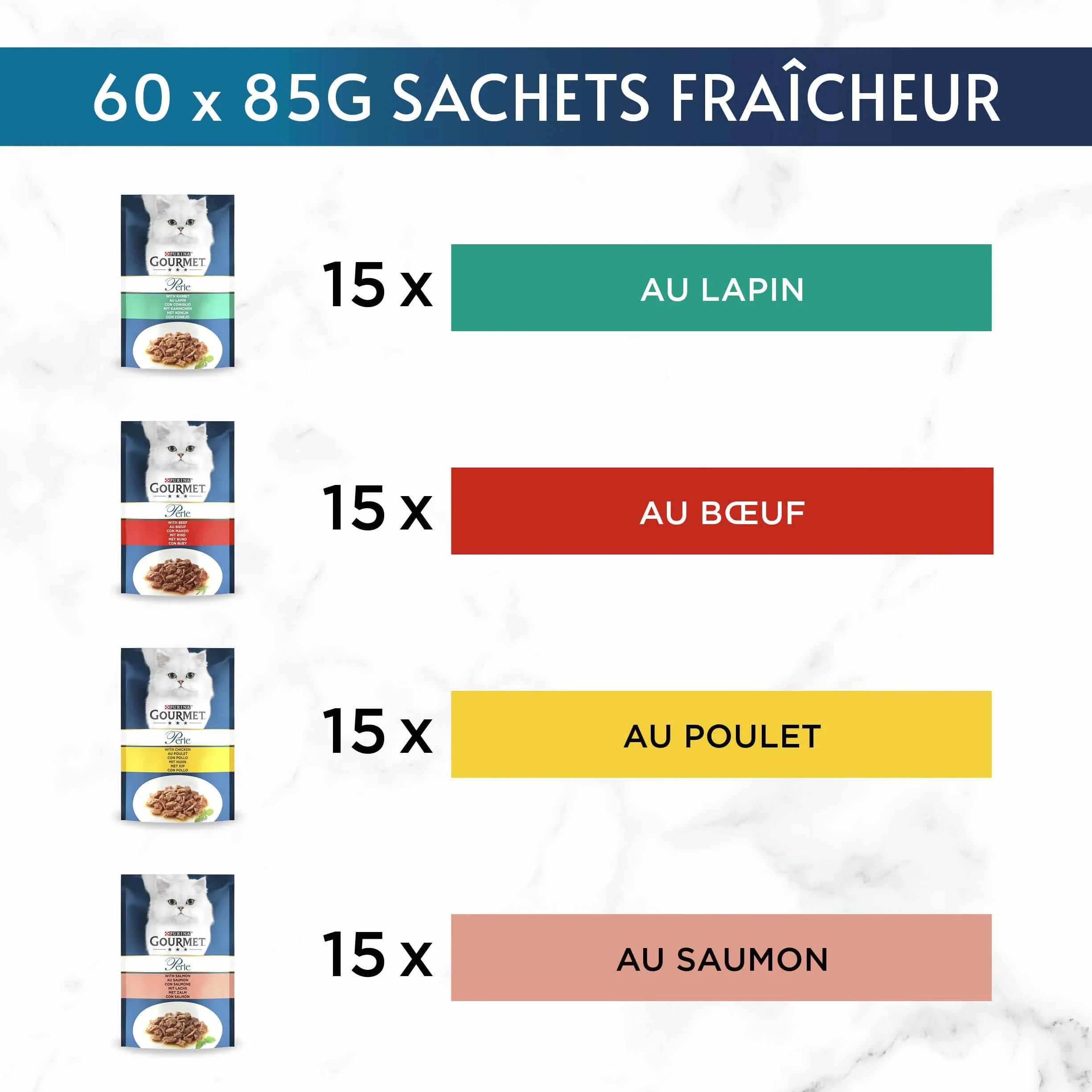 Gourmet Les Filettines en Sauce Bœuf Poulet Lapin Saumon 60 x 85 g