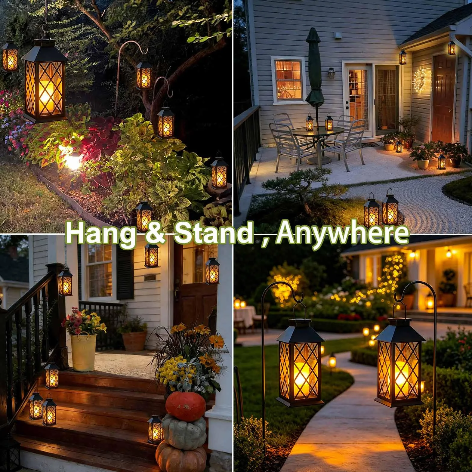 Cozymeow Lanterne Solaire Exterieur 2 Pièces Verre Trempé Étanche Jardin Décoration Terrasse Balcon Cimetière Pergola Noir