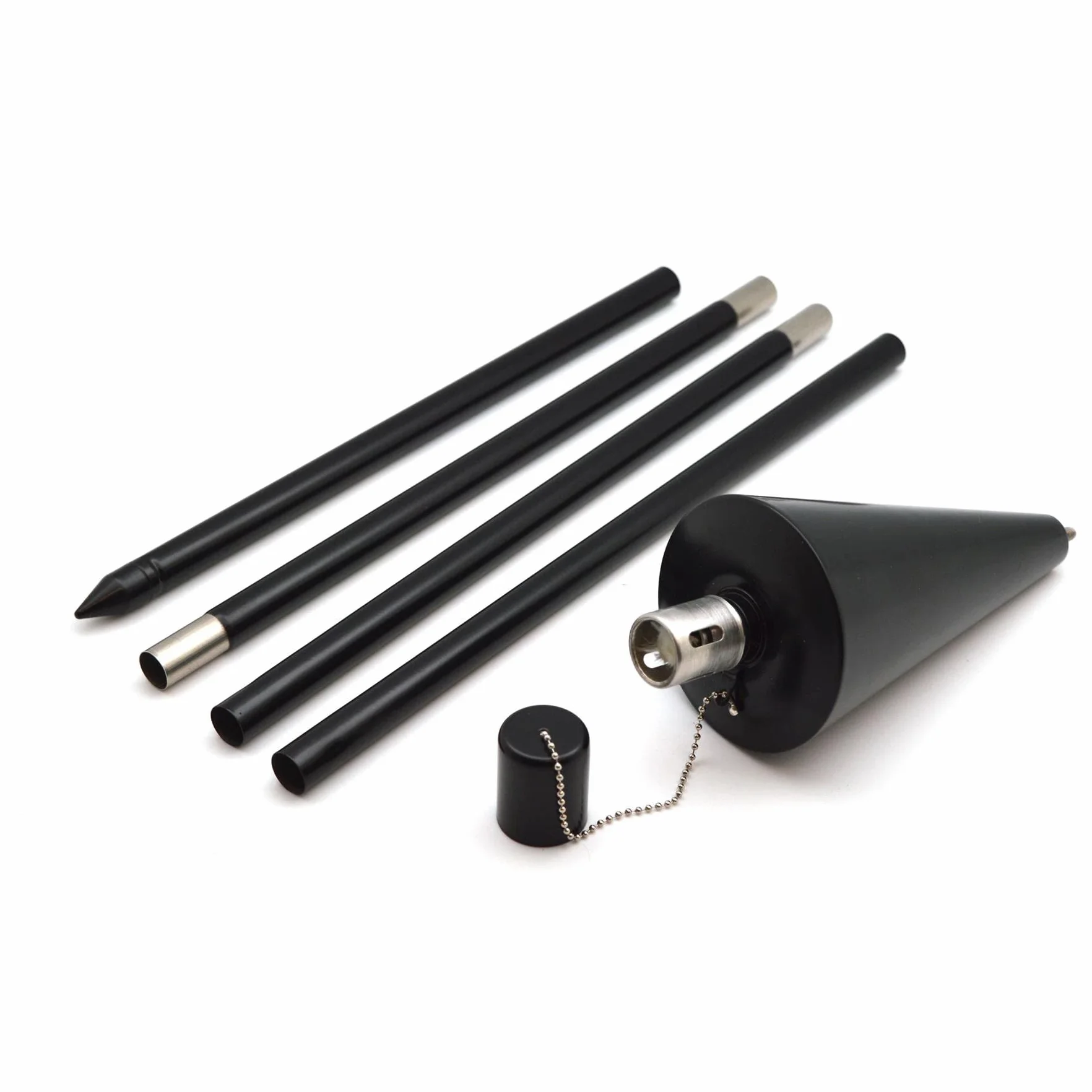 Harbour Housewares Noir 146cm Métal Cône Jardin Torche de Feu Extérieur Citronelle Paraffine Brûleur à Mazout Tiki Lanterne