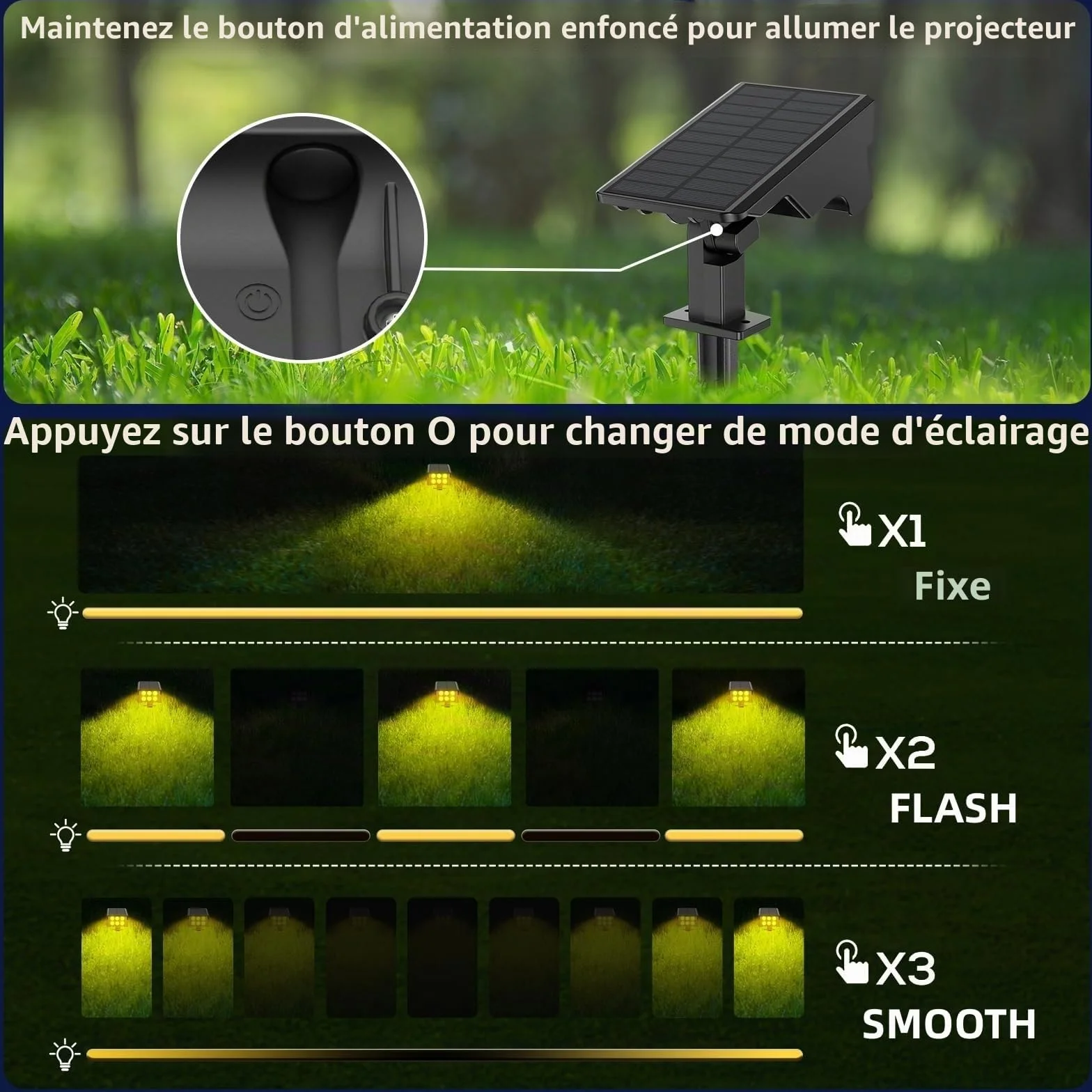 MEIKEE Lampe Solaire Exterieur 6 LED 3000K Blanc Chaud IP65 Lot de 2