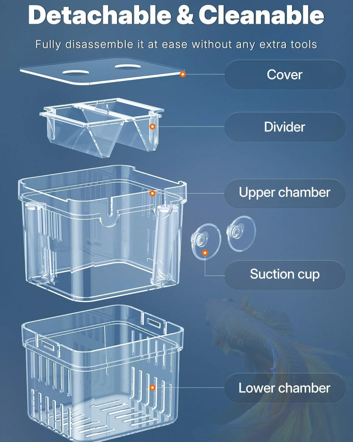 Pawfly Aquarium Boîte d'élevage en Plastique Transparent pour Poissons Incubateur Guppy