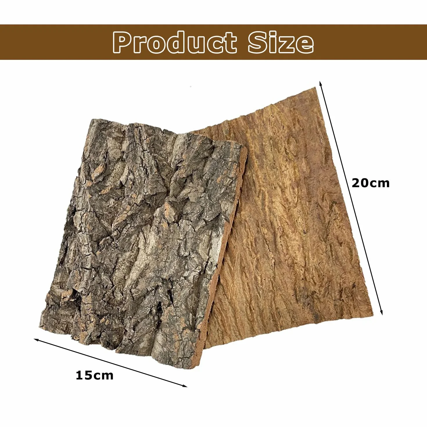 Lot de 2 Parois Arrière en Écorce de Liège pour Terrarium 15 x 20 cm Fond Naturel pour Reptiles