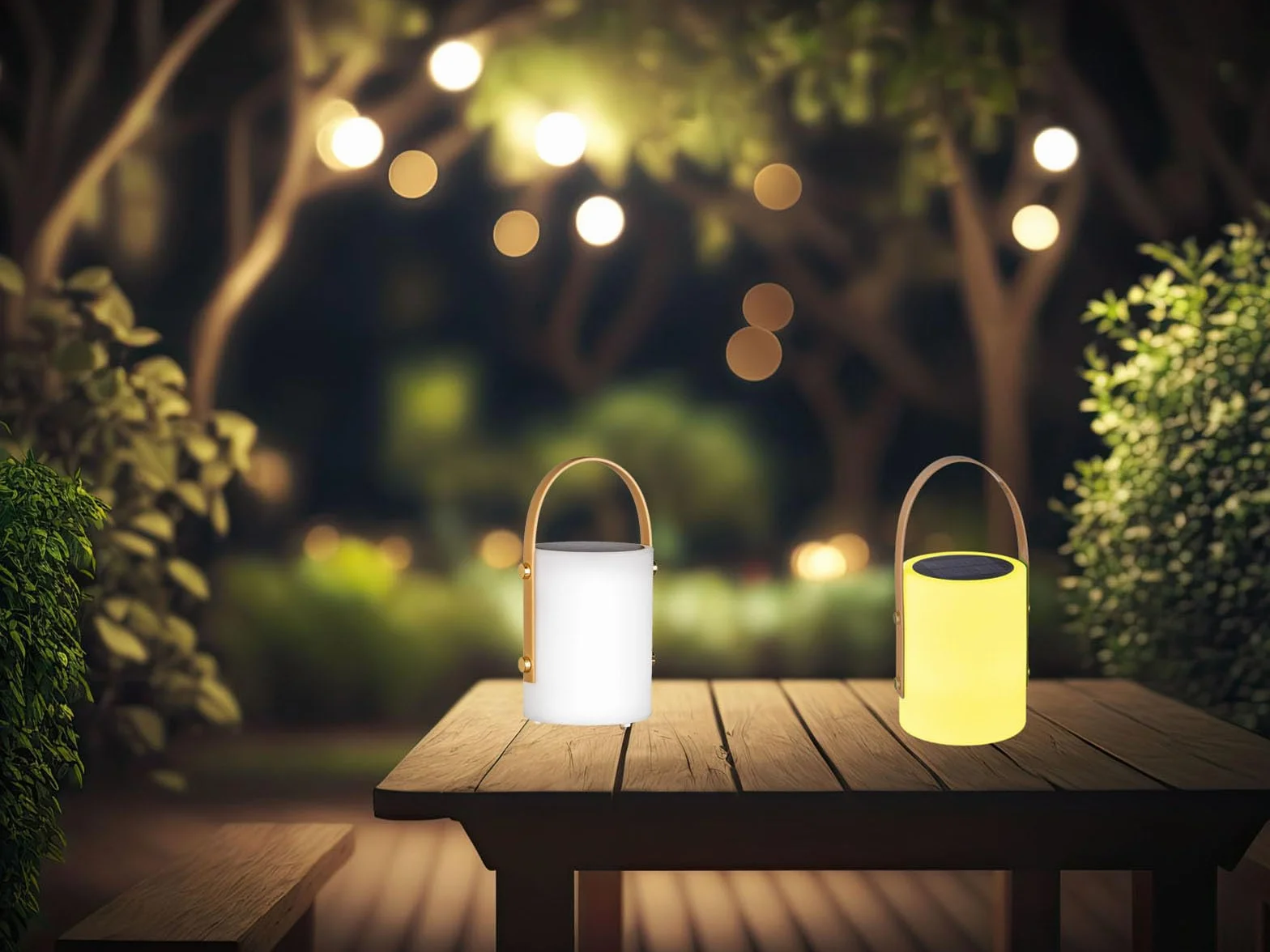 Lampes de table solaires d'extérieur 24 cm RVB avec télécommande Lot de 2