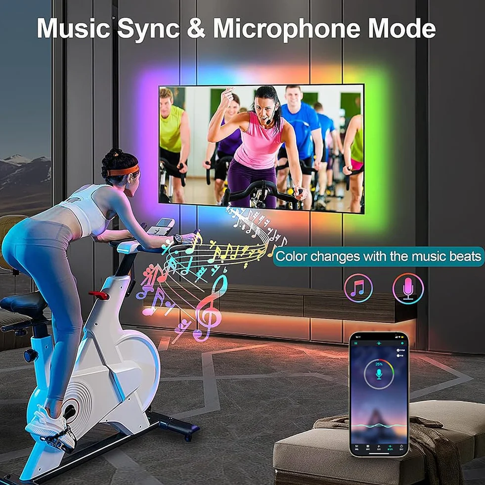 Ruban LED 7M avec Télécommande APP, Synchronisation Musique, Minuterie, Décoration Mariage Chambre Fête