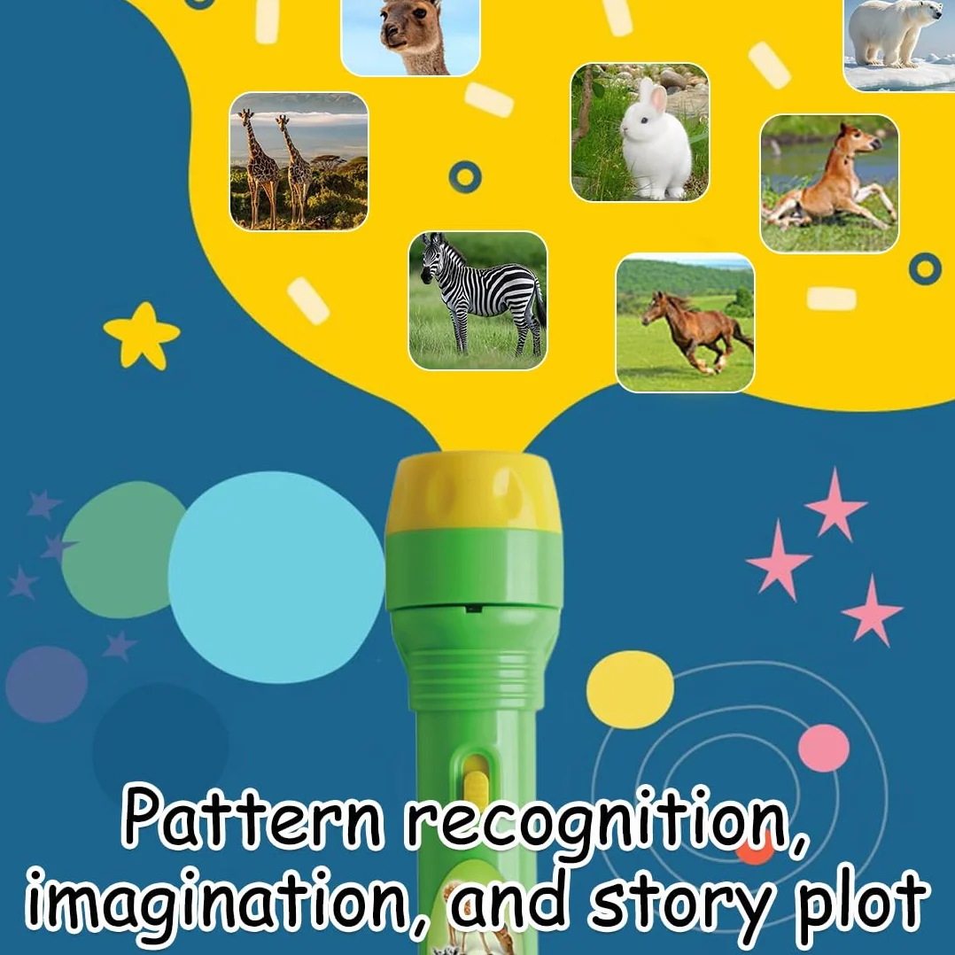 Lampe Torche Projecteur Animal avec 3 Disques Jouet Projecteur Histoire Enfants 3-7 Ans Cadeau Éducatif Scientifique