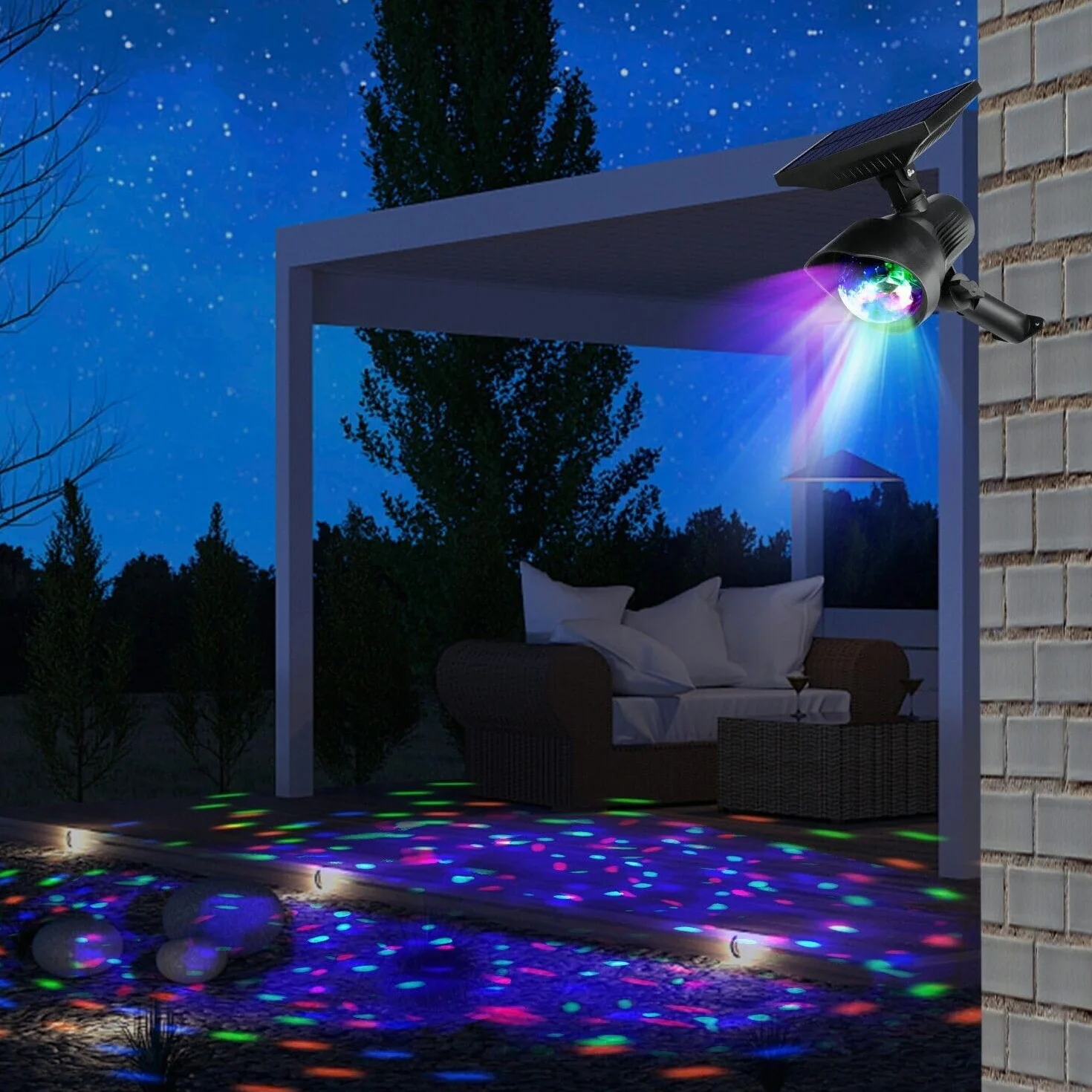 Projecteur d'étoiles LED solaire RVB extérieur avec télécommande