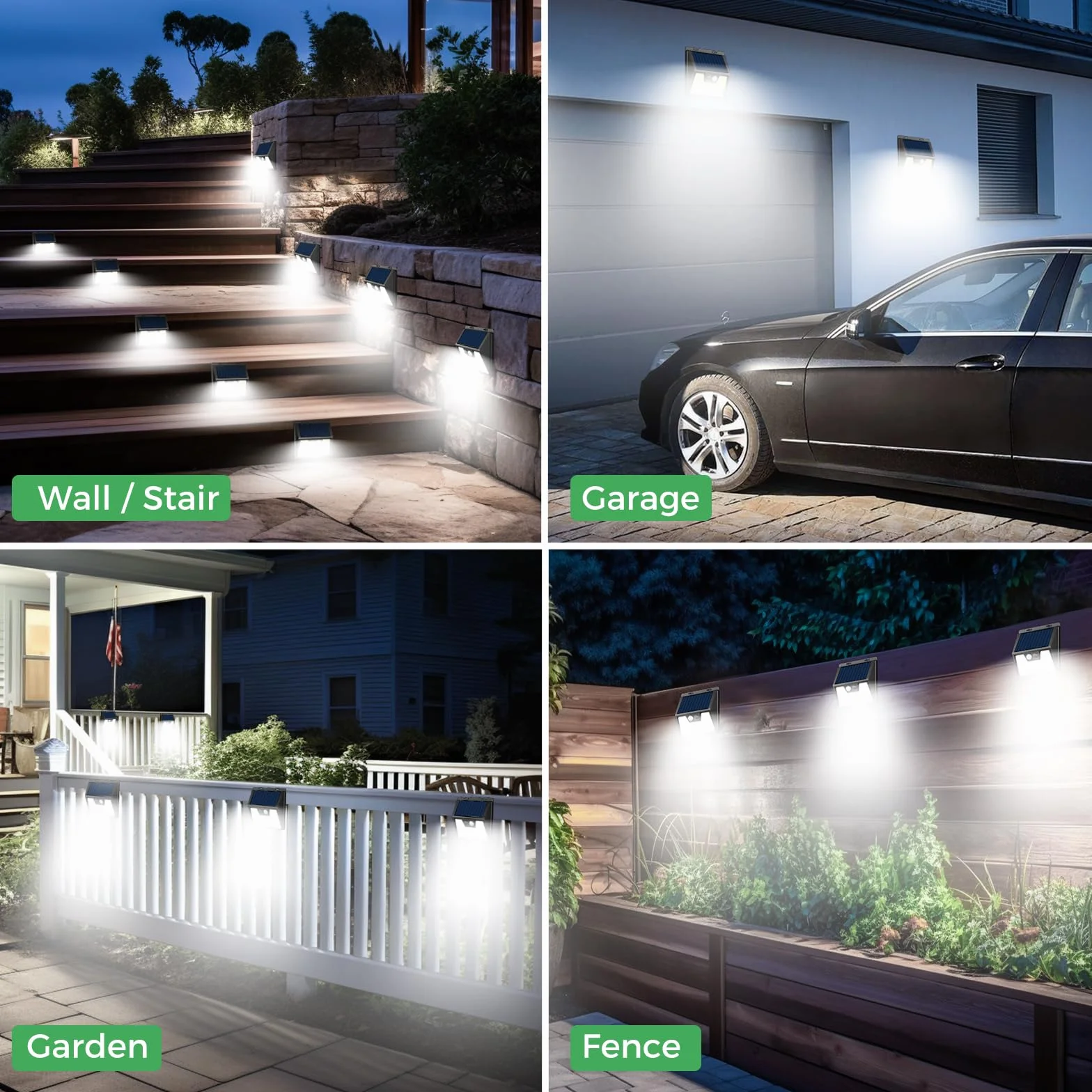 LOTMOS Lot de 4 Lampe Solaire Exterieur Detecteur de Mouvement 176 LED IP65 Étanche 3 Modes Blanc Froid