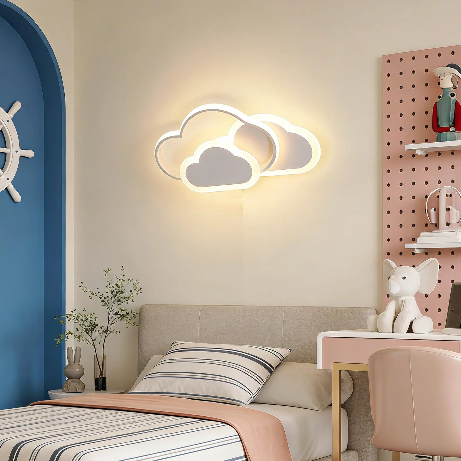 Plafonnier LED Dimmable 32W 42cm avec Télécommande pour Chambre Enfant Salon Blanc