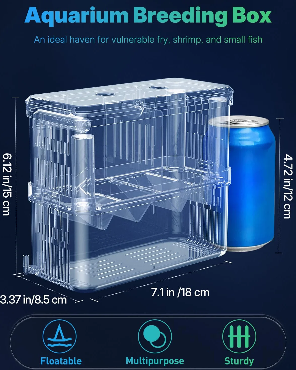 Pawfly Boîte d'élevage d'aquarium en plastique transparent - Incubateur pour crevettes - Grande boîte d'isolation pour poissons