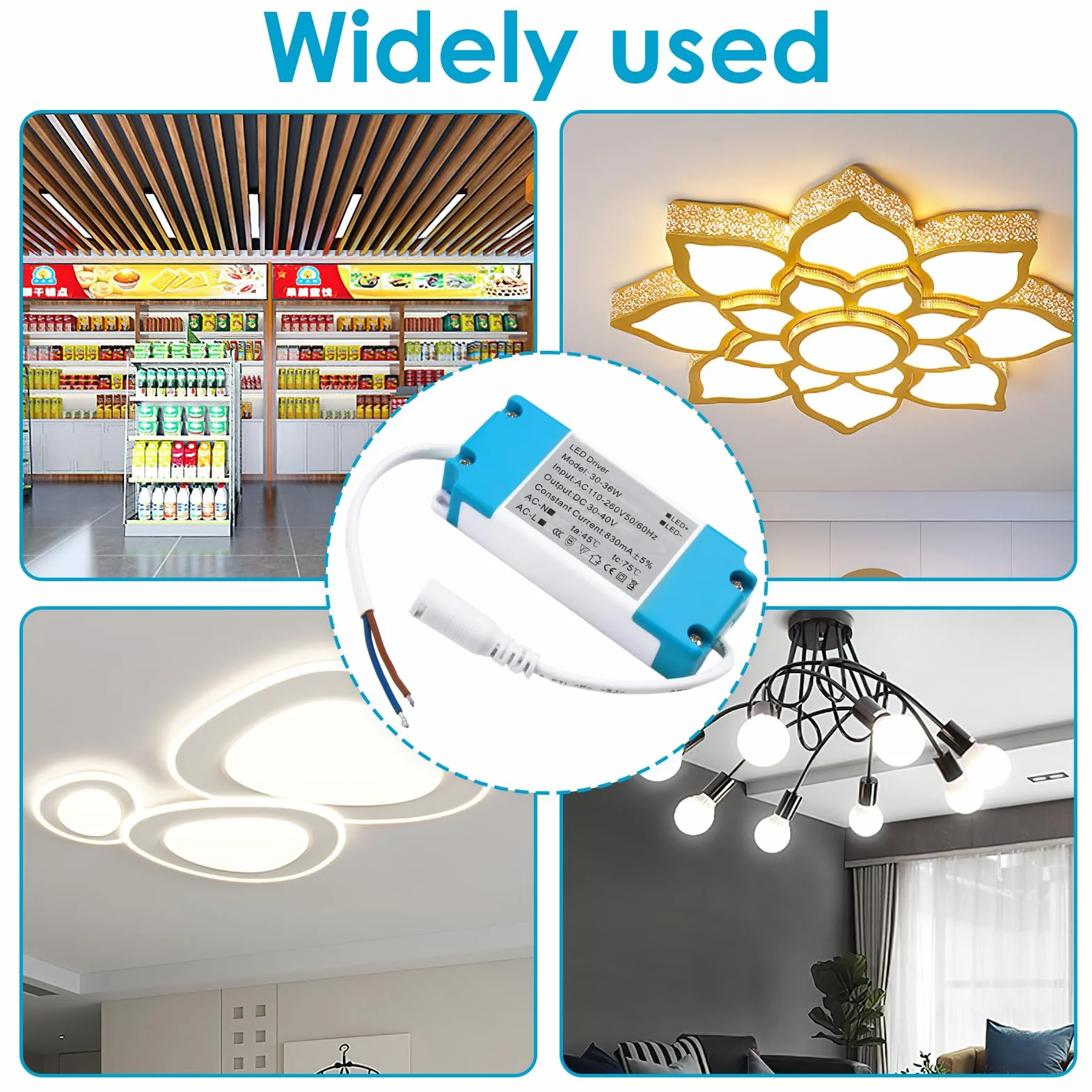 Transformateur LED 30W-36W Alimentation 30-40V 830MA Driver Universel pour Ampoules Rubans Spots