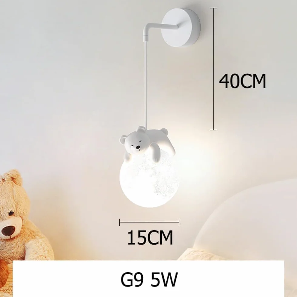 Applique murale câblée pour chambre d'enfant, impression 3D, boule de lune, lampe de chevet nordique à intensité variable