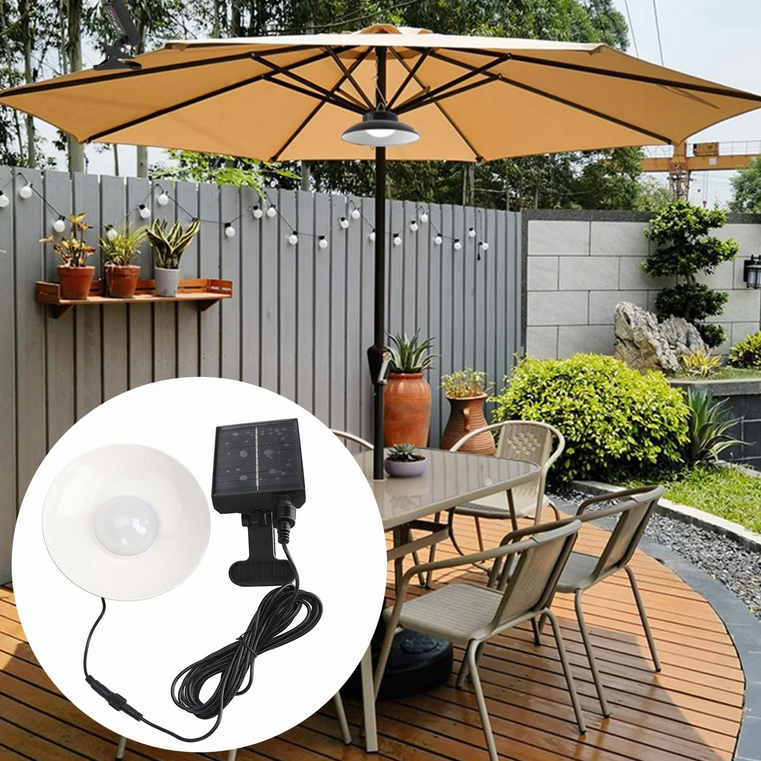 Lampes Solaires pour Parasol de Terrasse IP65 étanches Grande Taille à Pince