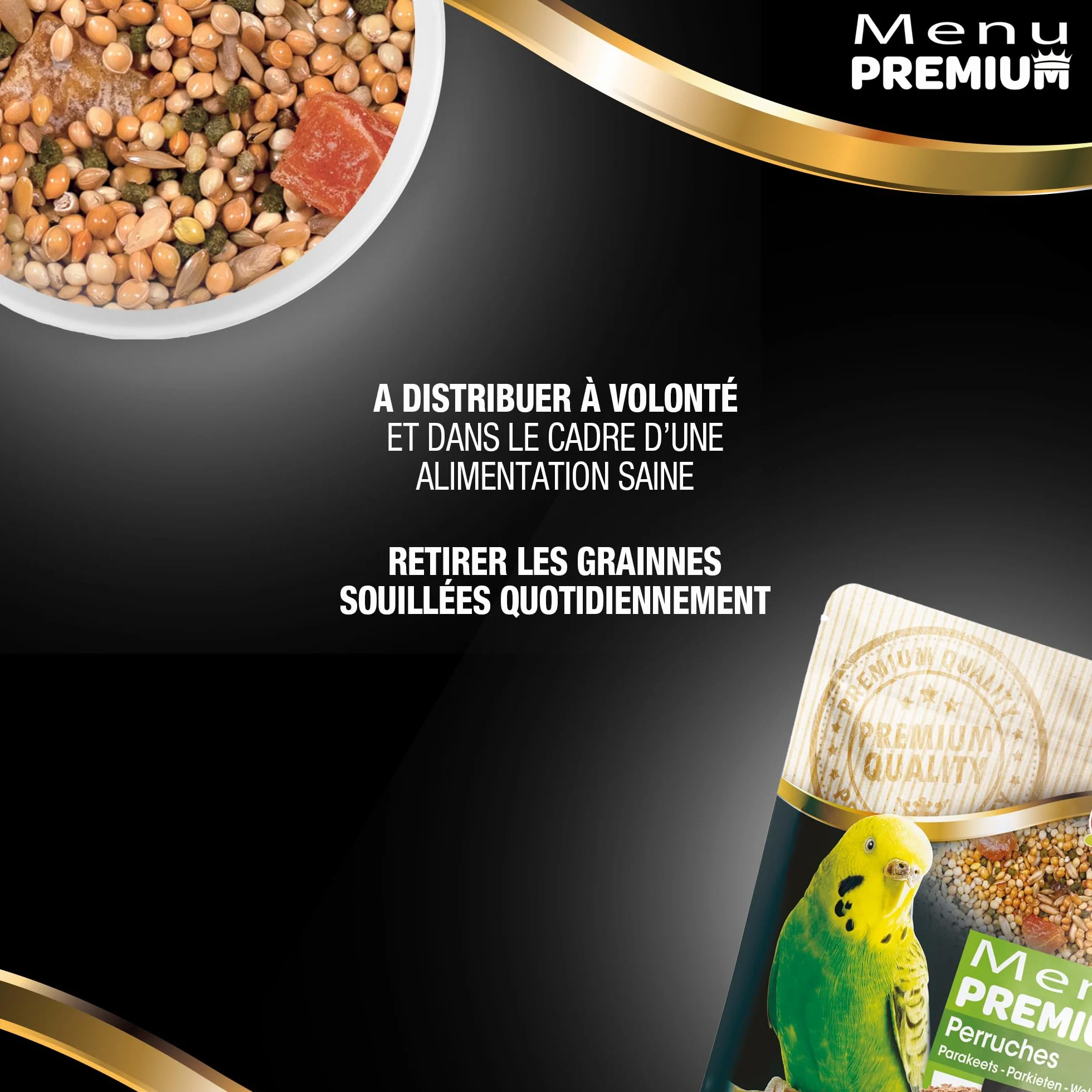 Menu Premium pour Perruches Mélange de Graines Céréales et Fruits 1 kg