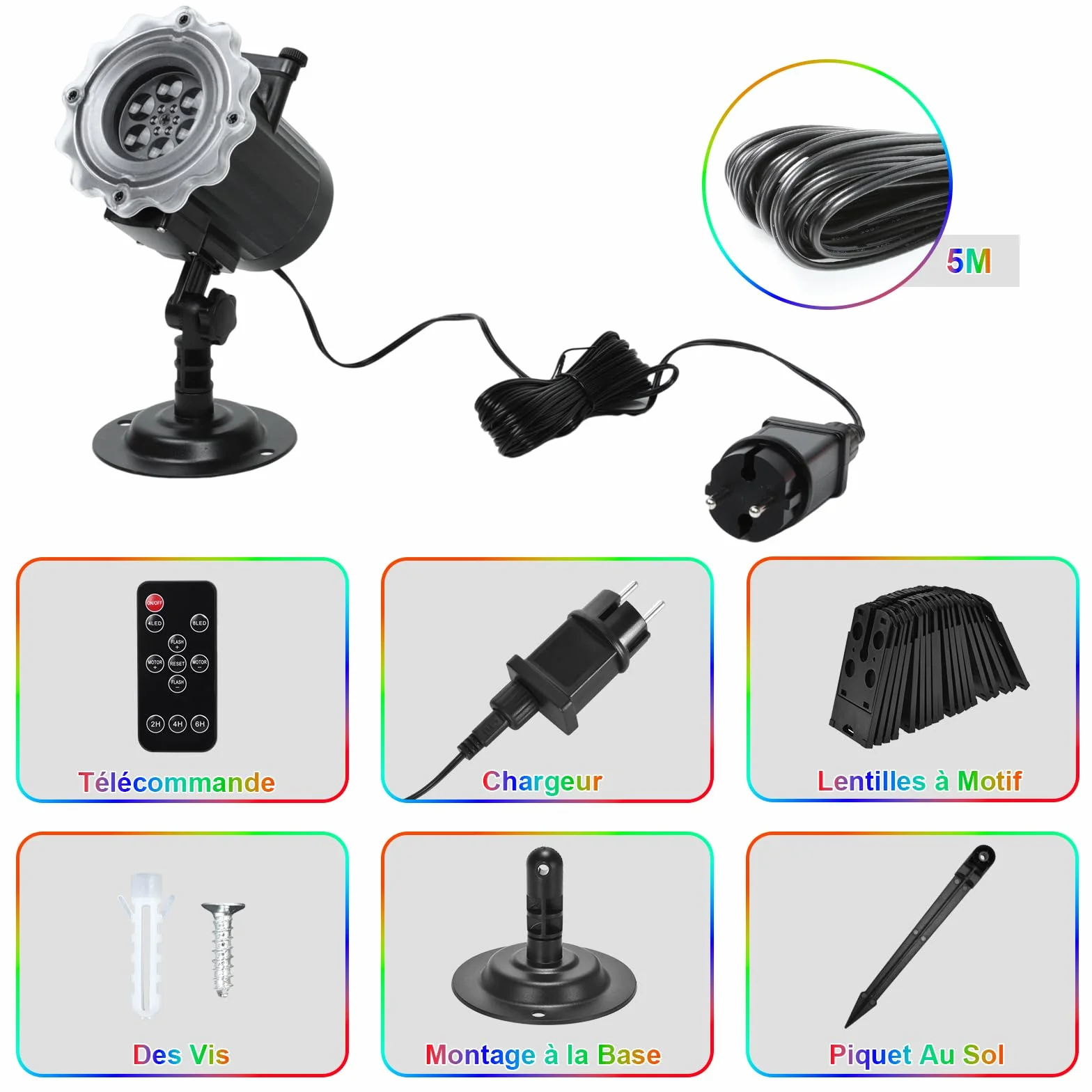Projecteur Noël Extérieur Intérieur Étanche 12 HD Diapositives Télécommande Lampe Flocon Neige Décoration Halloween Anniversaire