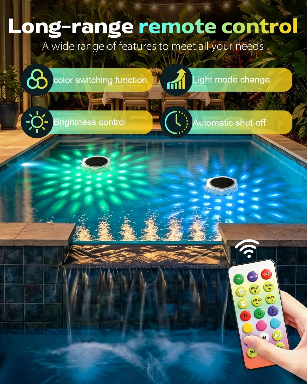 Lampe solaire pour piscine AdalyRoma RVB LED flottante avec télécommande et minuterie