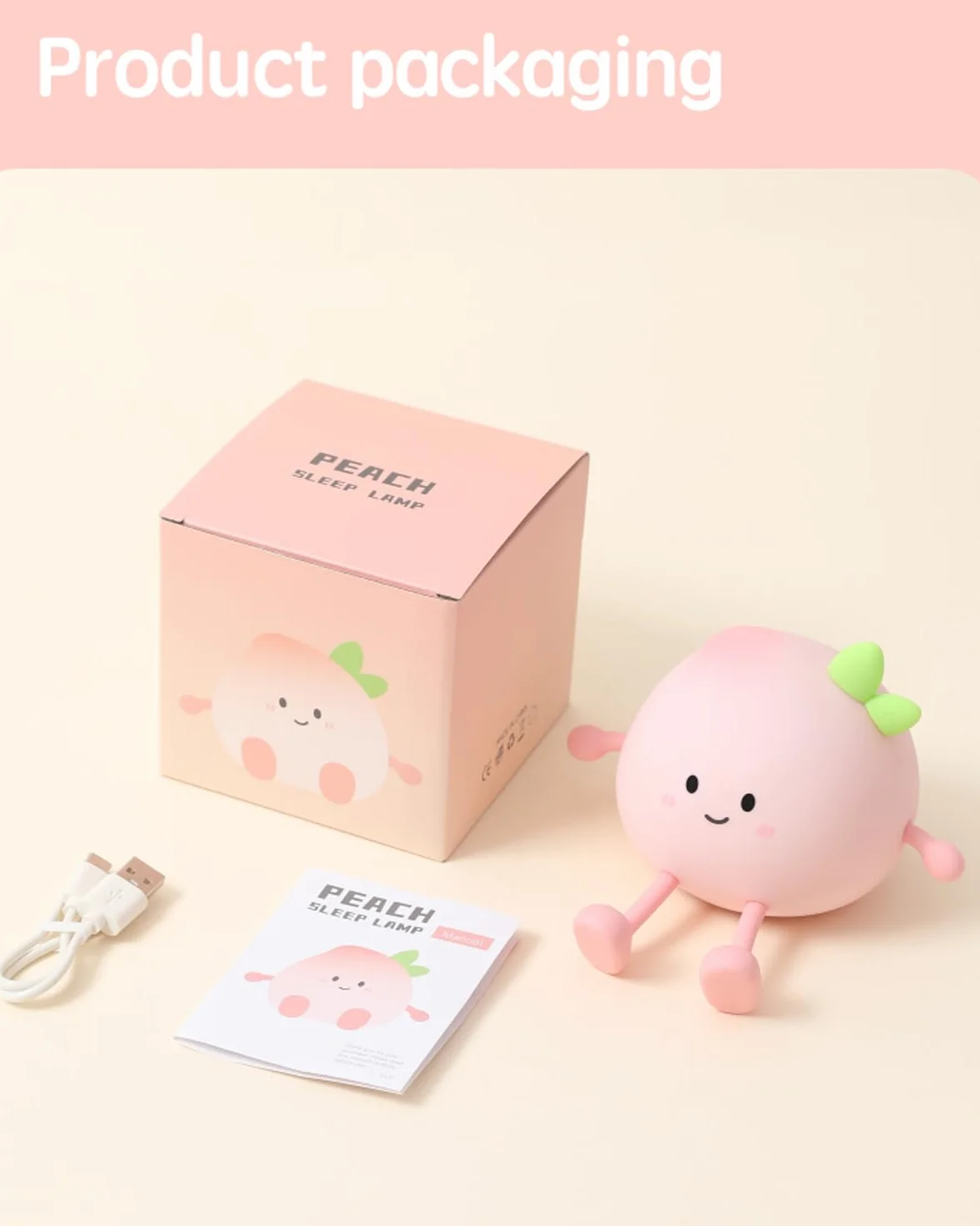 Veilleuse pour enfants Lampe de nuit silicone rechargeable Pêche