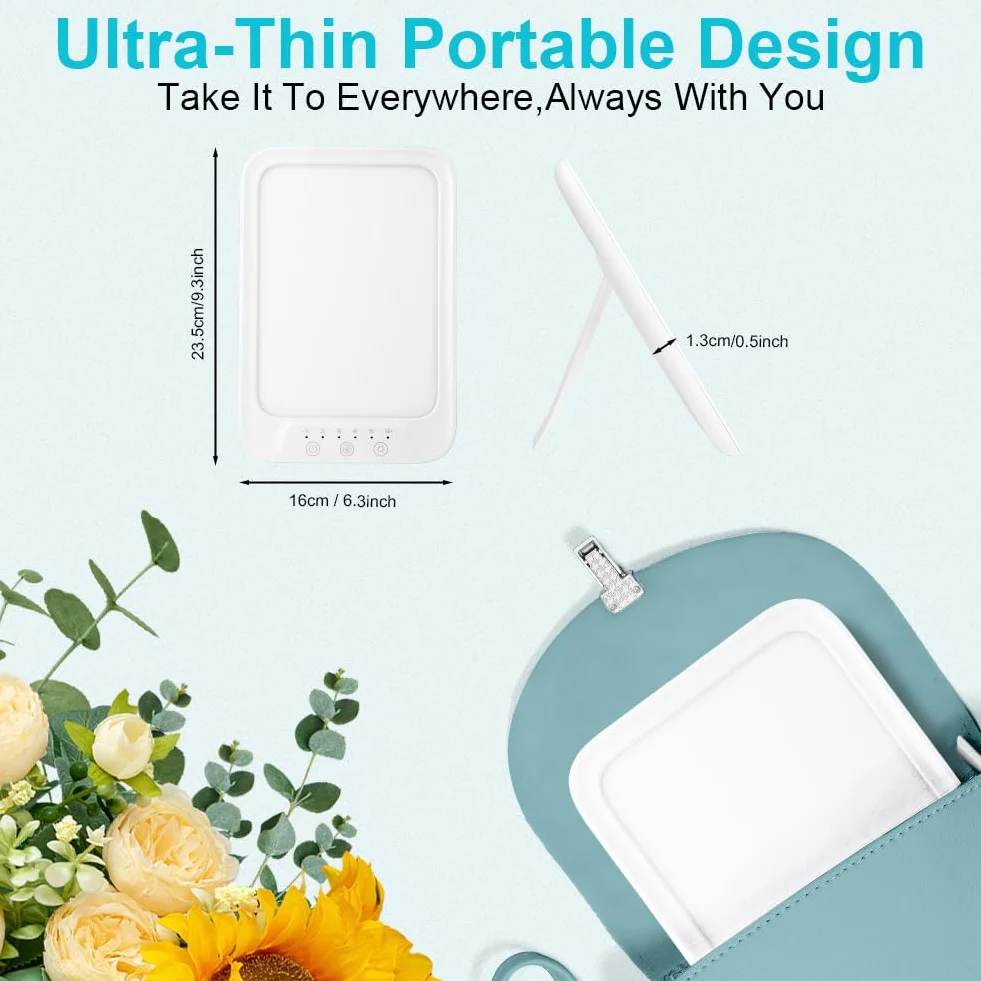 Lampe Lumière Du Jour 16000 Lux Sans UV 3 Températures 10 Luminosités Minuterie Support Pliant