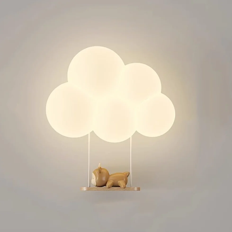 Appliques murales LED nuage enfant chambre fille abat-jour lait blanc intensité variable