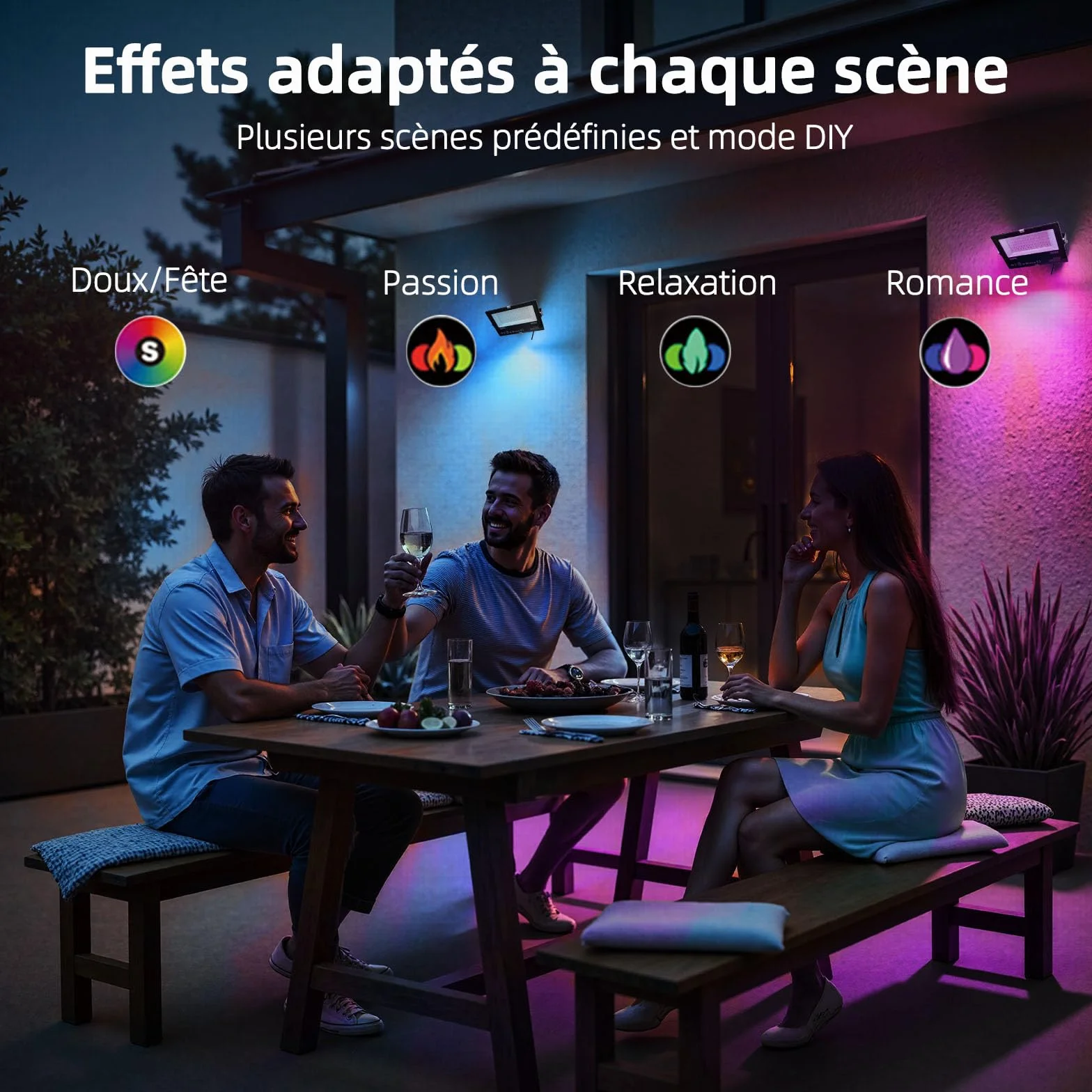 Projecteur LED HEKEE 500W RGBW 120 Couleurs 5500 Lumens IP66 Étanche