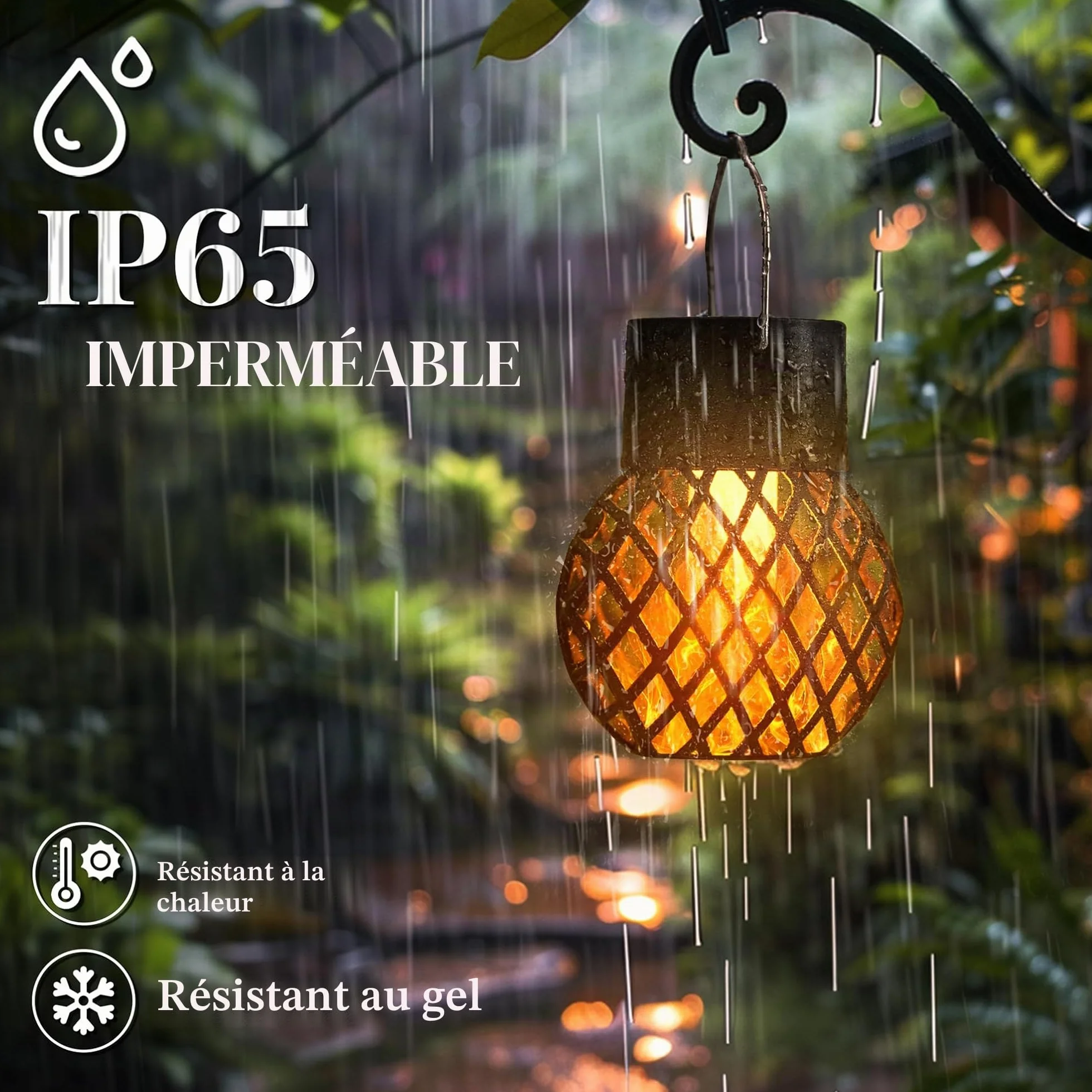 GIGALUMI Lampes solaires de jardin extérieur, lot de 8, étanches, flamme vacillante
