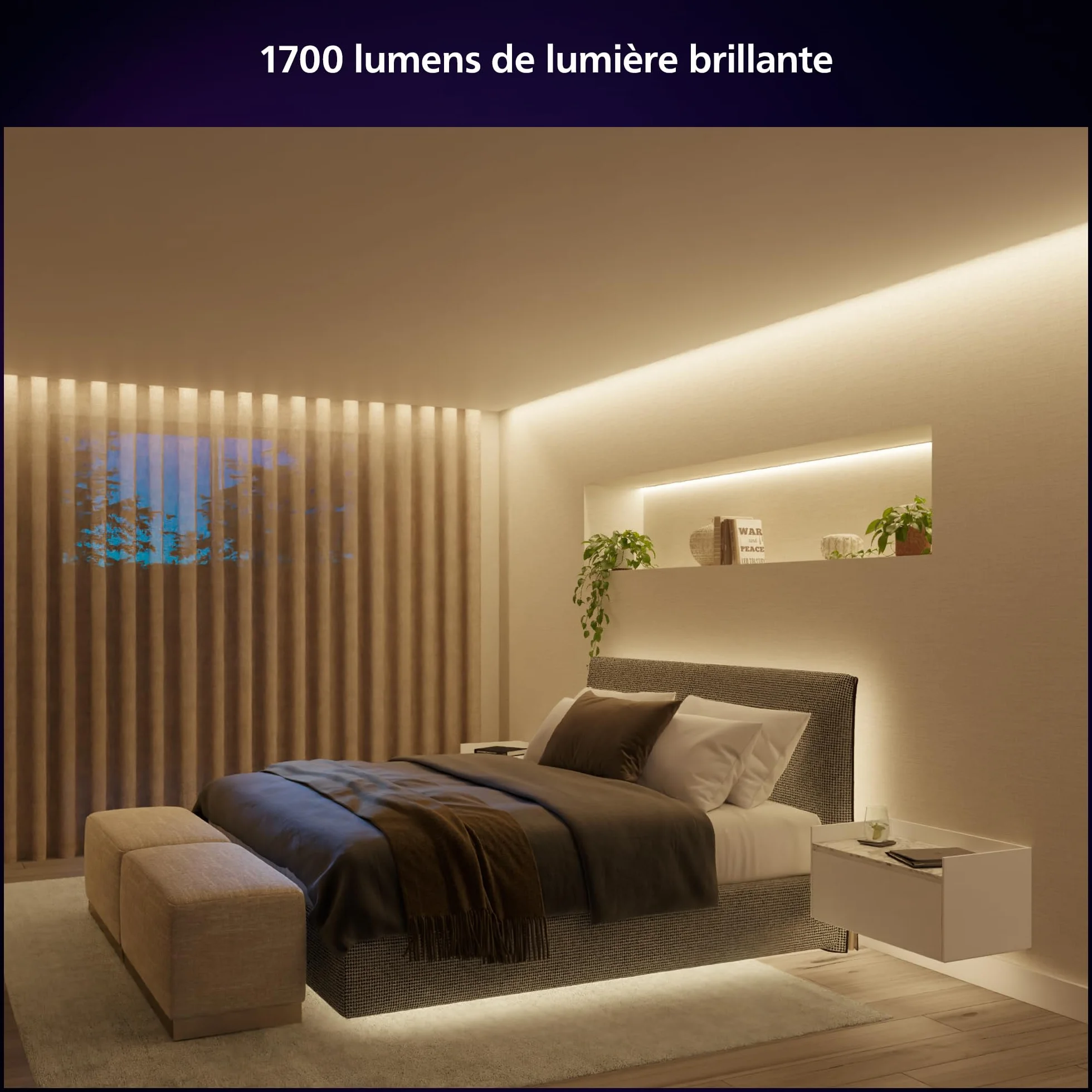 Philips Hue White and Color Ambiance Kit ruban LED Lightstrip 3m intérieur - Bande led avec Hue App - Compatible Alexa, Google Assistant, Apple HomeKit
