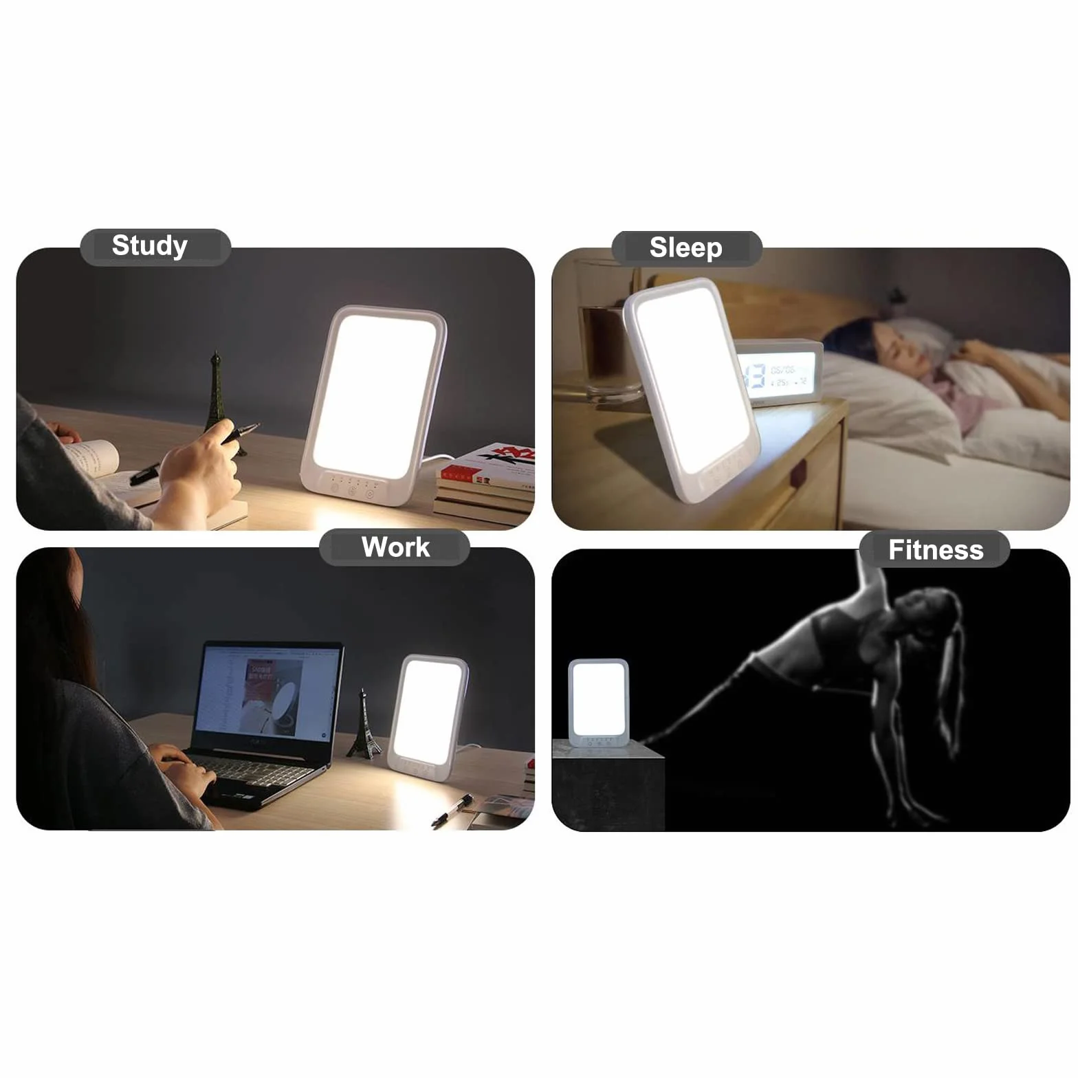 Lampe de Photothérapie LED 20000 Lux, Luminothérapie Froide et Chaude, 3 Couleurs, 5 Niveaux de Luminosité, Contrôle Tactile