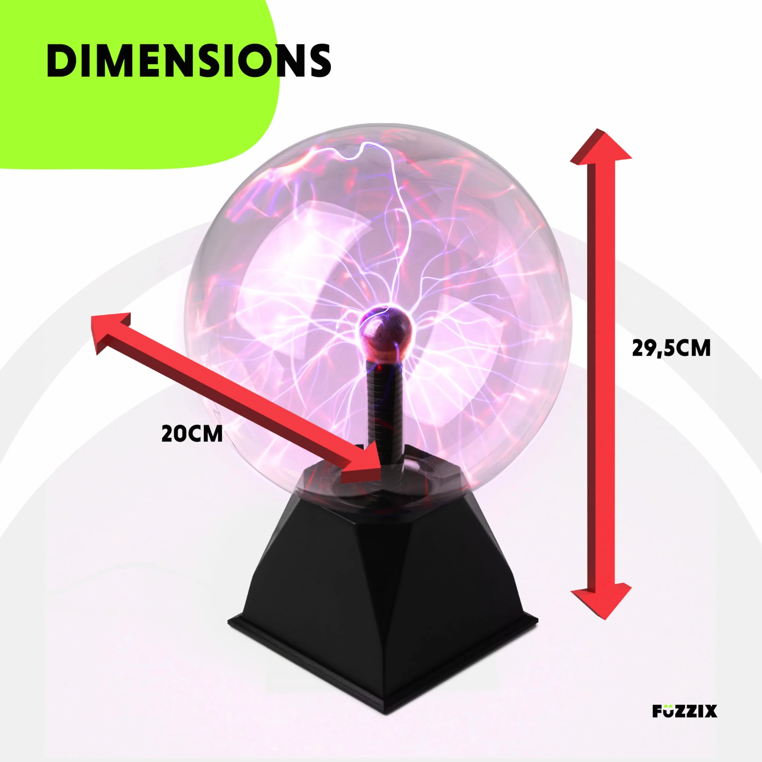 Lampe Plasma Géante 20 x 29,5cm MAX PBL20, Boule Magique Tactile Sensible au Toucher et à la Musique, Résiste aux Rayures